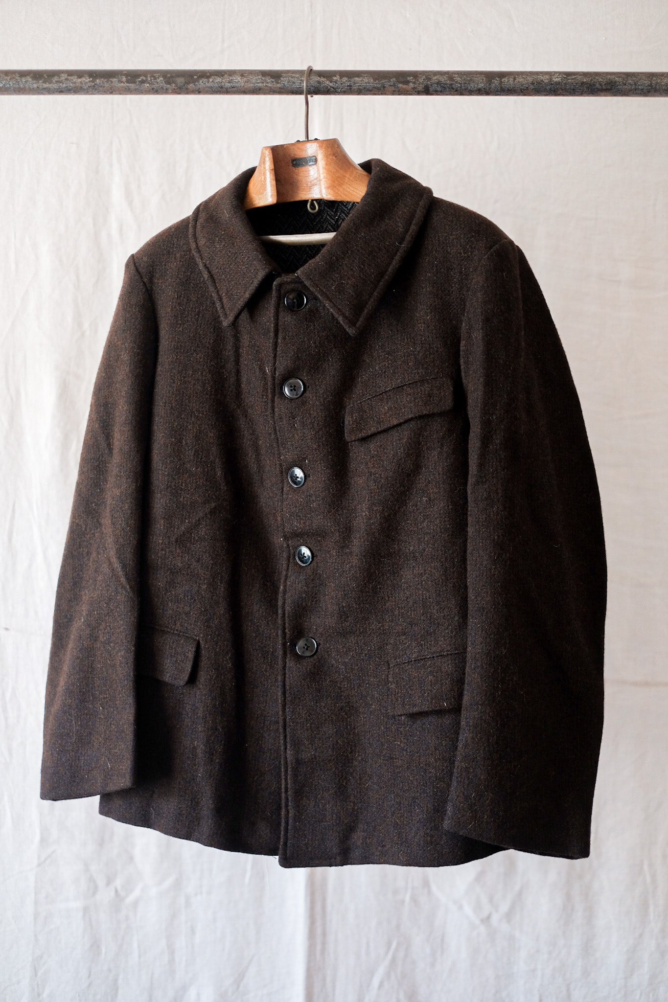 [~ 40's] French Vintage Brown Work Work Jacket "Dead Stock"