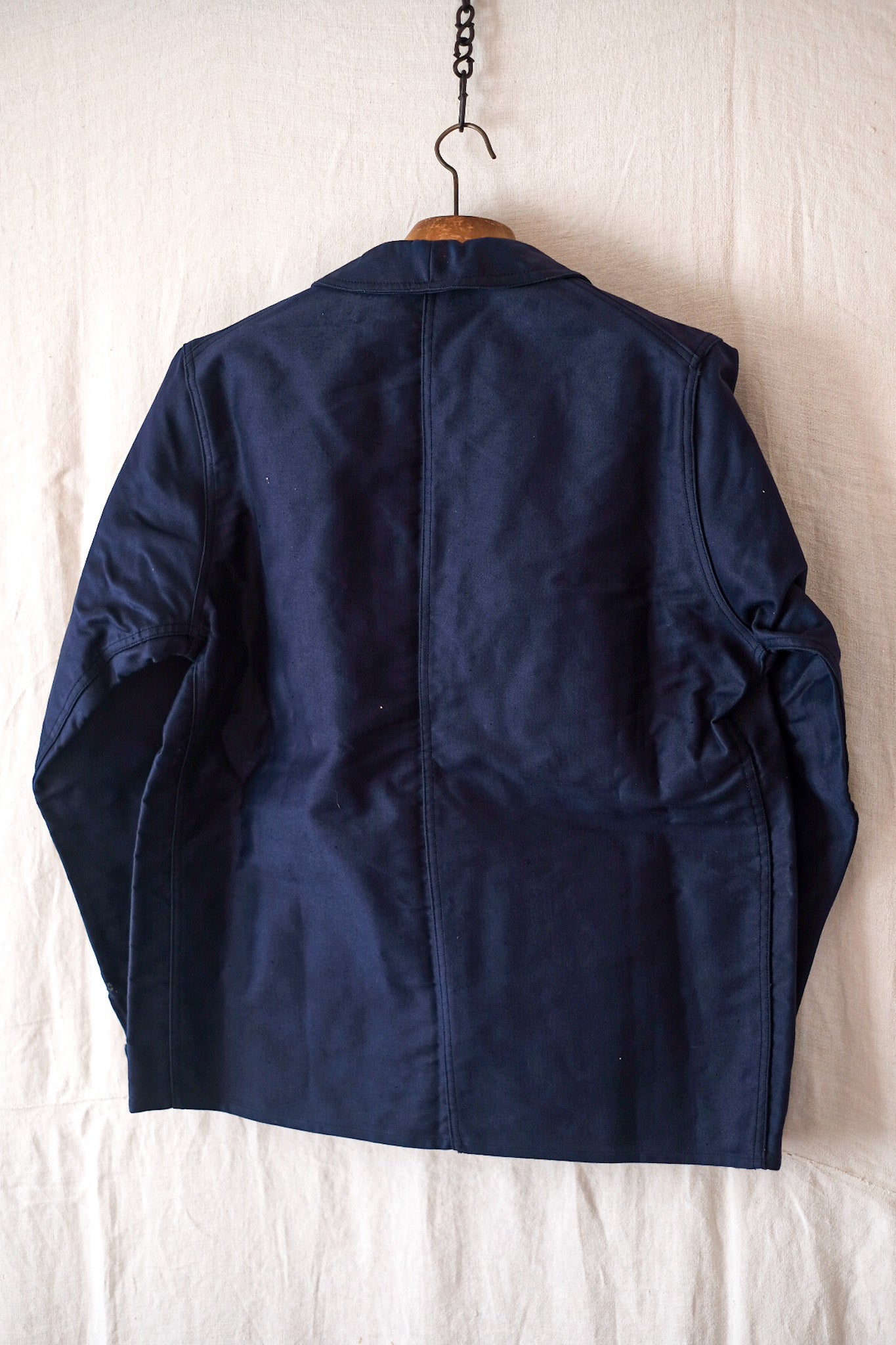 [~ 40 '] 프랑스 빈티지 블루 몰스킨 작업 재킷 "데드 스톡"