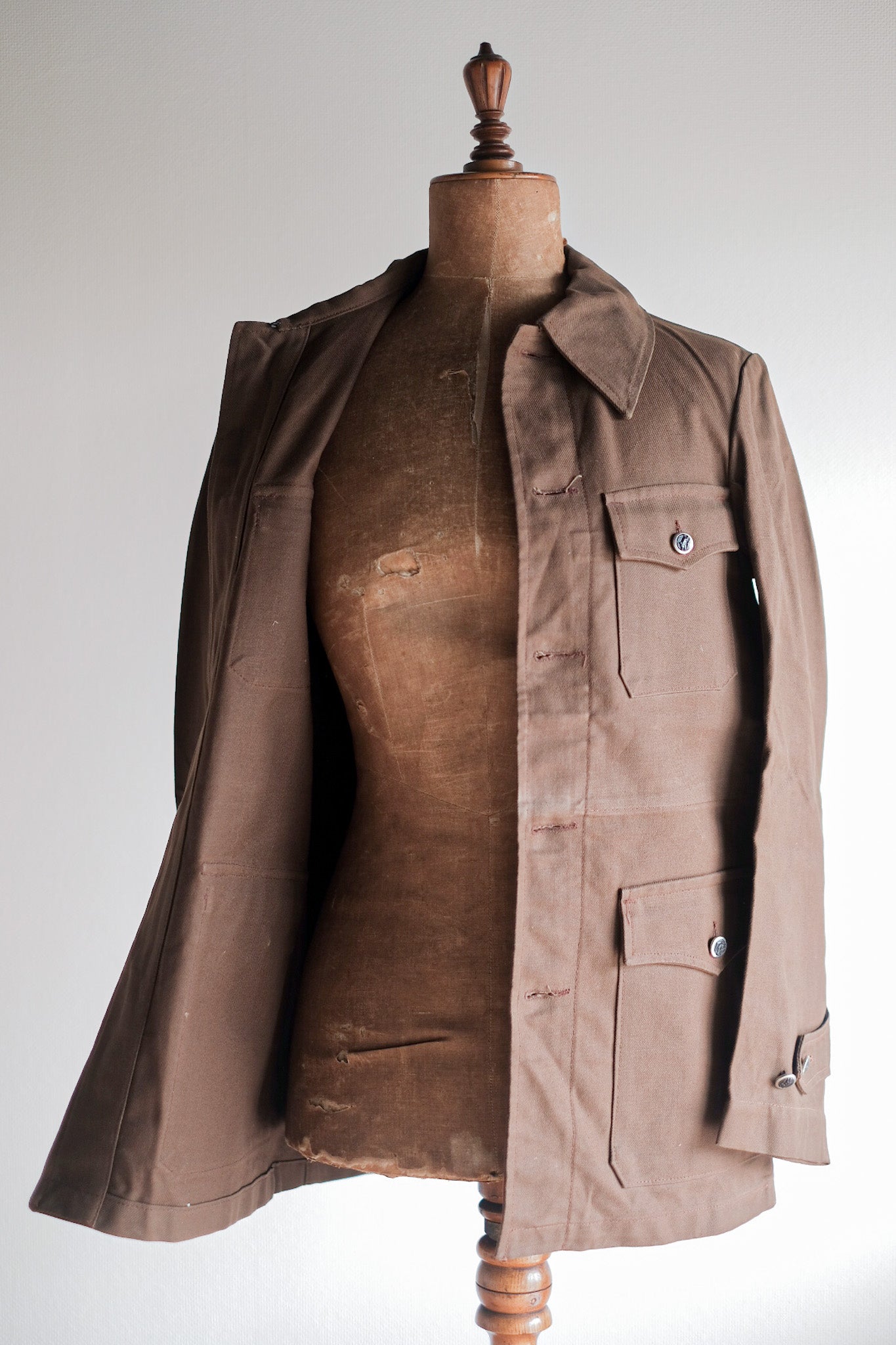 ［~40's］French Vintage Brown Cotton Twill Hunting Jacket "Dead Stock"