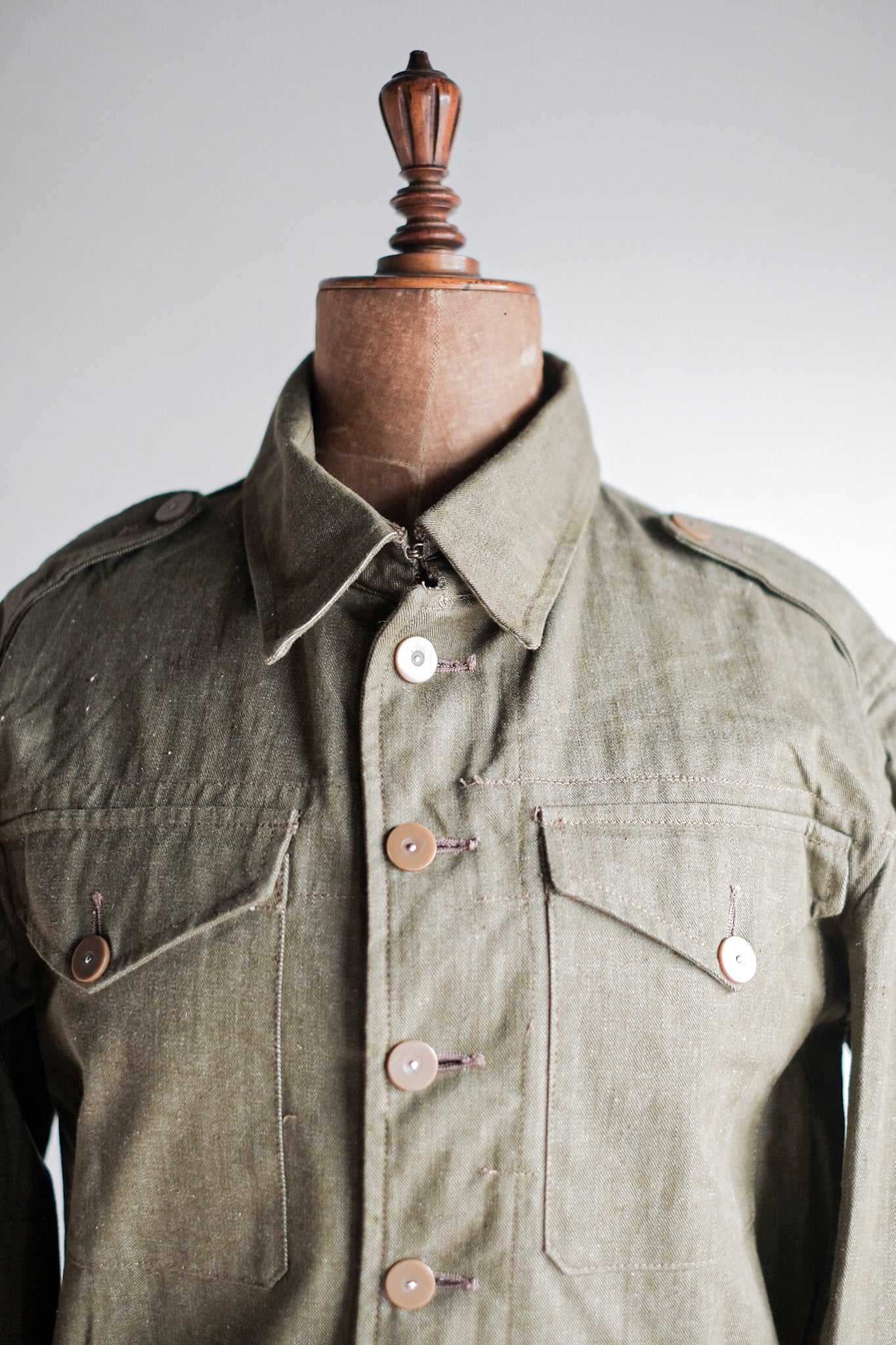 【~50's】British Army Green Denim Battle Dress Jacket Size.7 "Dead Stock"