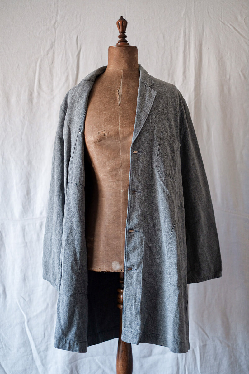 [~ 50's] French Vintage Black Chambray Atelier Coat "Adolphe Lafont"