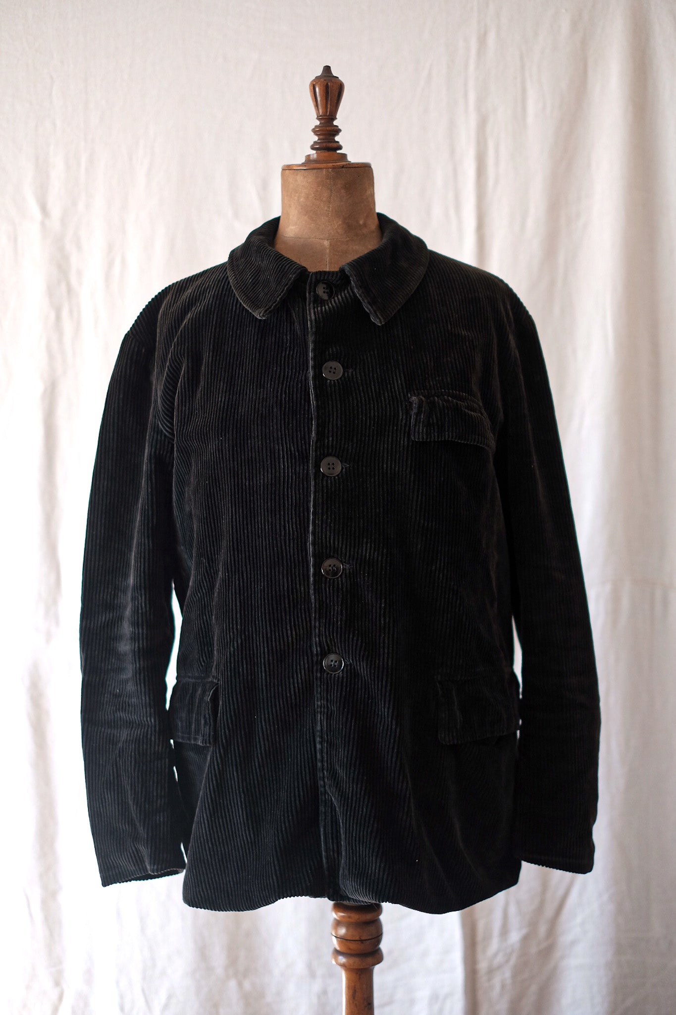 【~50's】French Vintage Black Corduroy Work Jacket "Adolphe Lafont"
