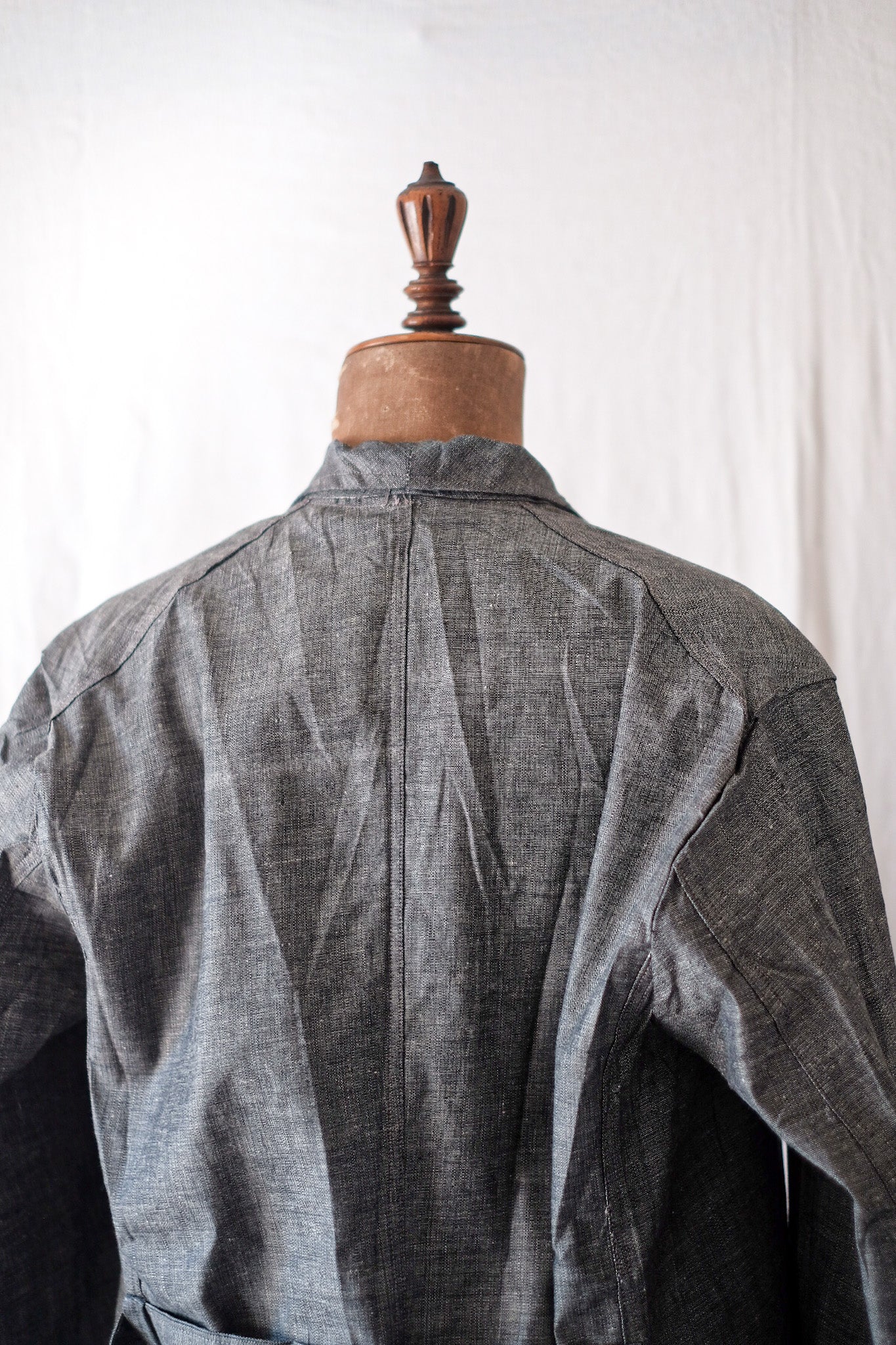 40's】French Vintage Linen Chambray Atelier Coat 40's】French Vintage Linen Chambray Atelier Coat