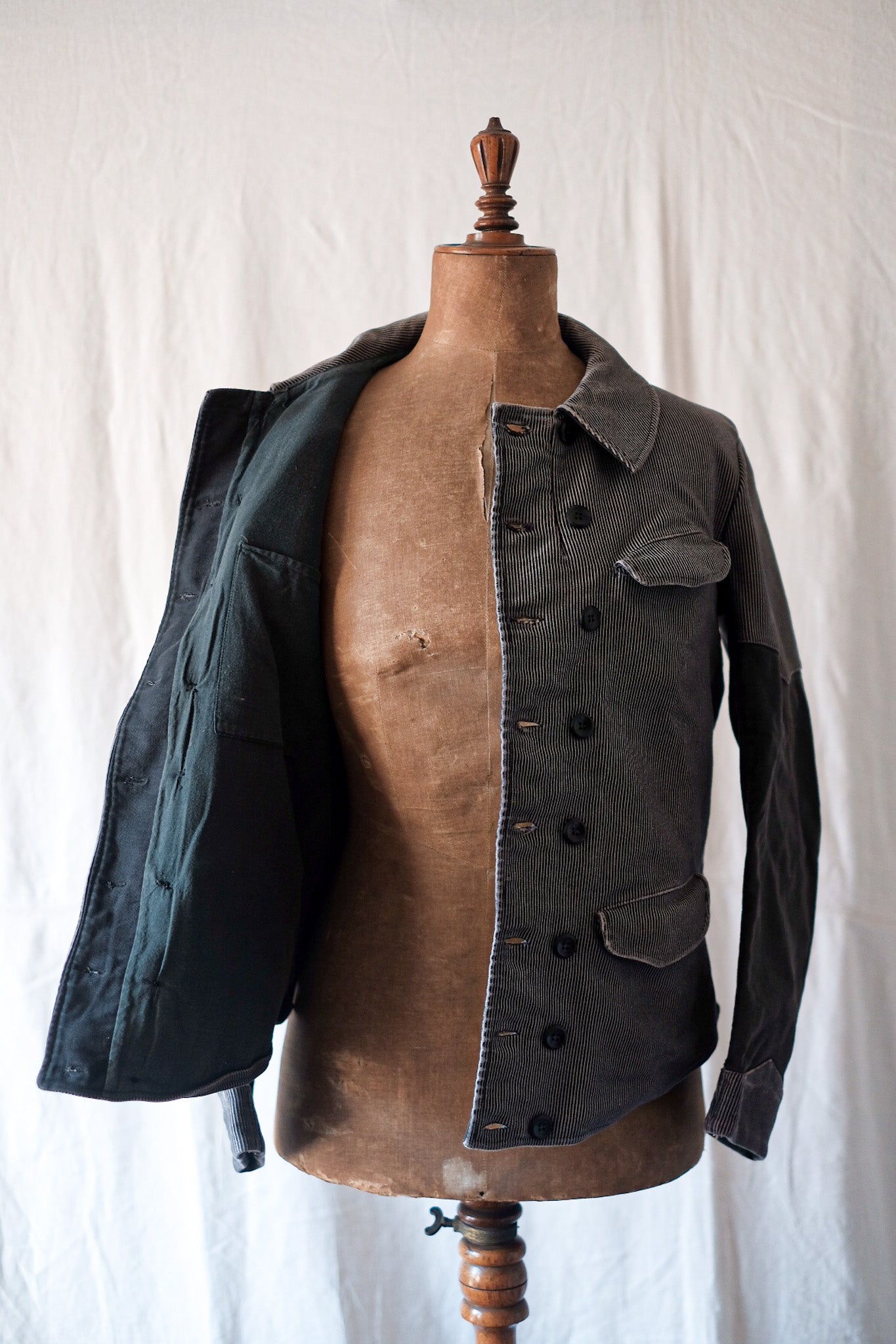 [〜50年代]比利時復古印刷的摩爾斯金雙胸部工作夾克