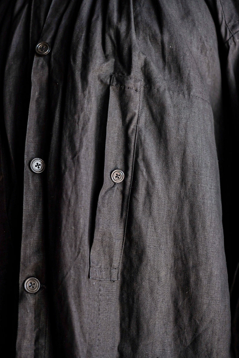[ต้น 20 C] ผ้าลินินสีดำสีดำโบราณของฝรั่งเศส Smock Type "Biaude" "Dead Stock"