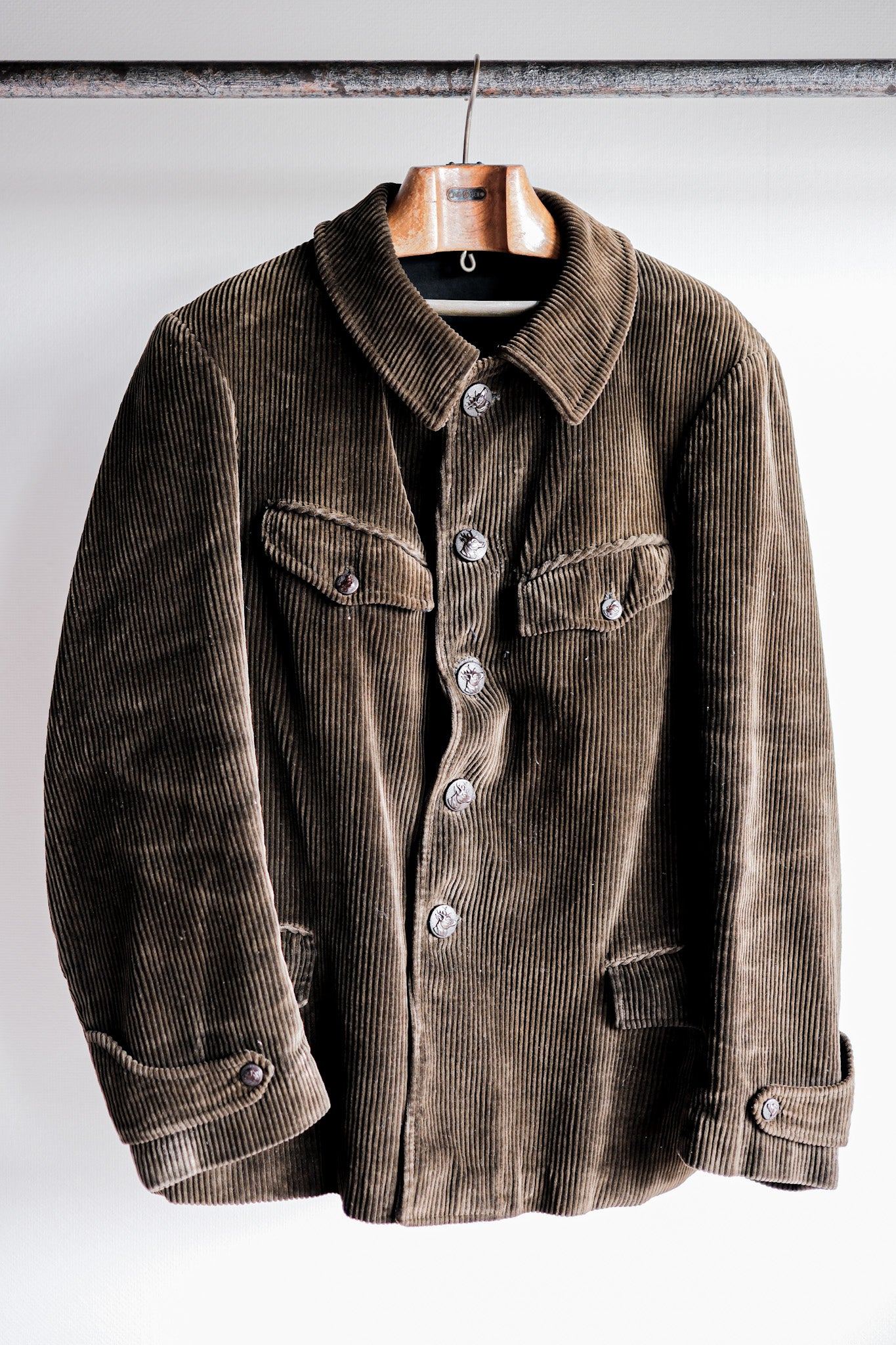 [~ 40's] Veste de chasse en velours côtelé brune vintage française