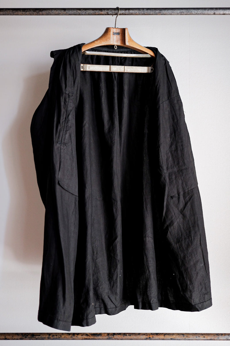 [ต้น 20 C] ผ้าลินินสีดำสีดำโบราณของฝรั่งเศส Smock Type "Biaude" "Dead Stock"
