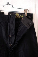 【~30's】French Vintage Black Moleskin Work Pants "Dead Stock"