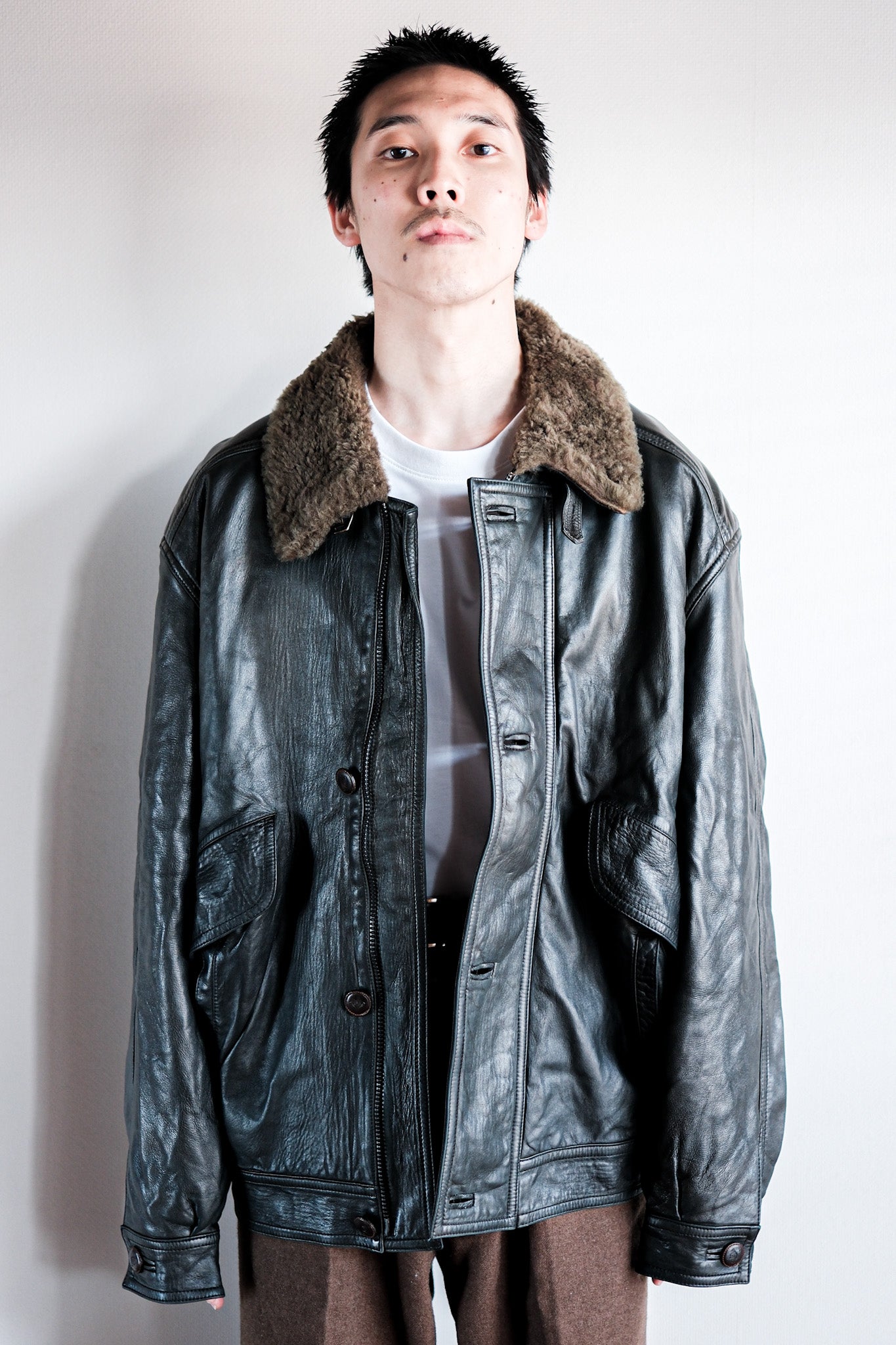 ［~80's］Old Gucci Leather Bomber Jacket Size.52