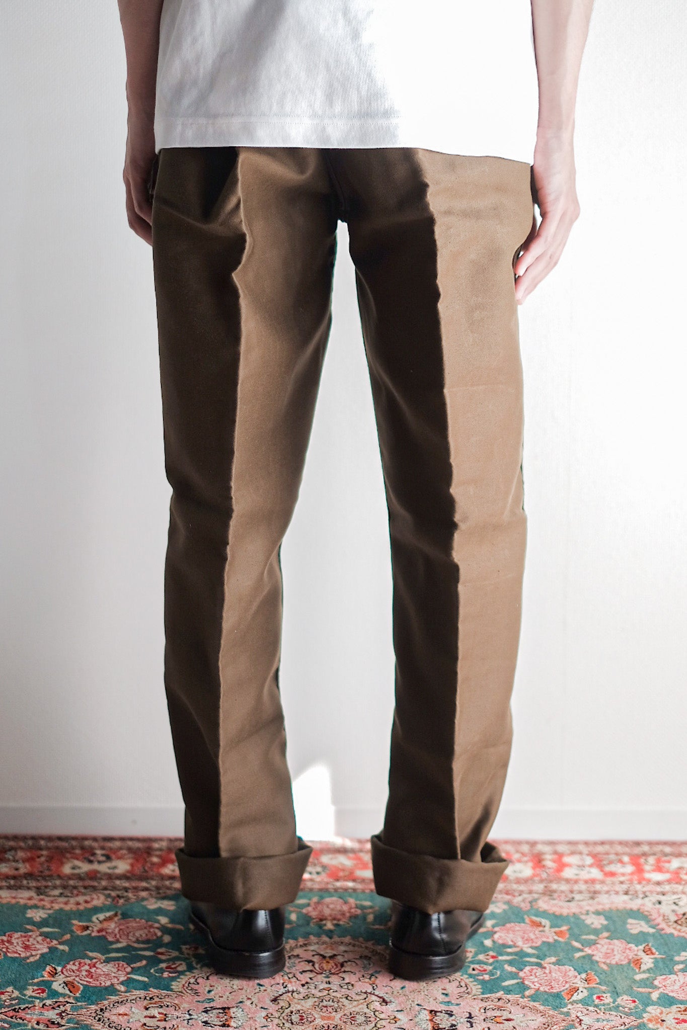 [~ 50's] French Vintage Brown Moleskin Work Pants "Dead Stock"