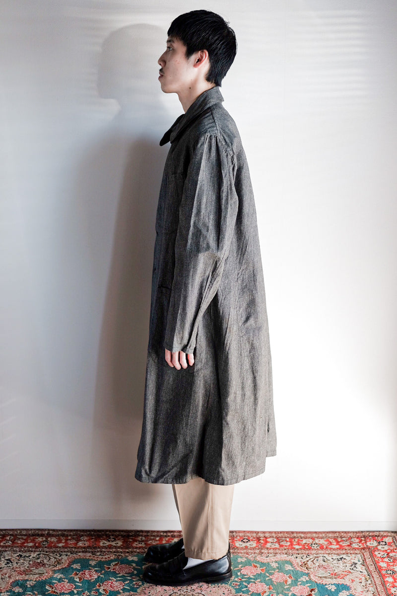 [~ 40's] French Vintage Black Chambray Atelier Coat "Dead Stock"