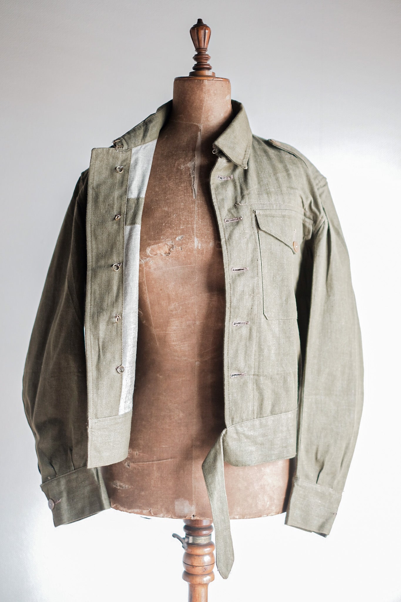 [~ 50's] British Army Green Denim Battle Dress Veste Taille.7 "MORT STOCK"