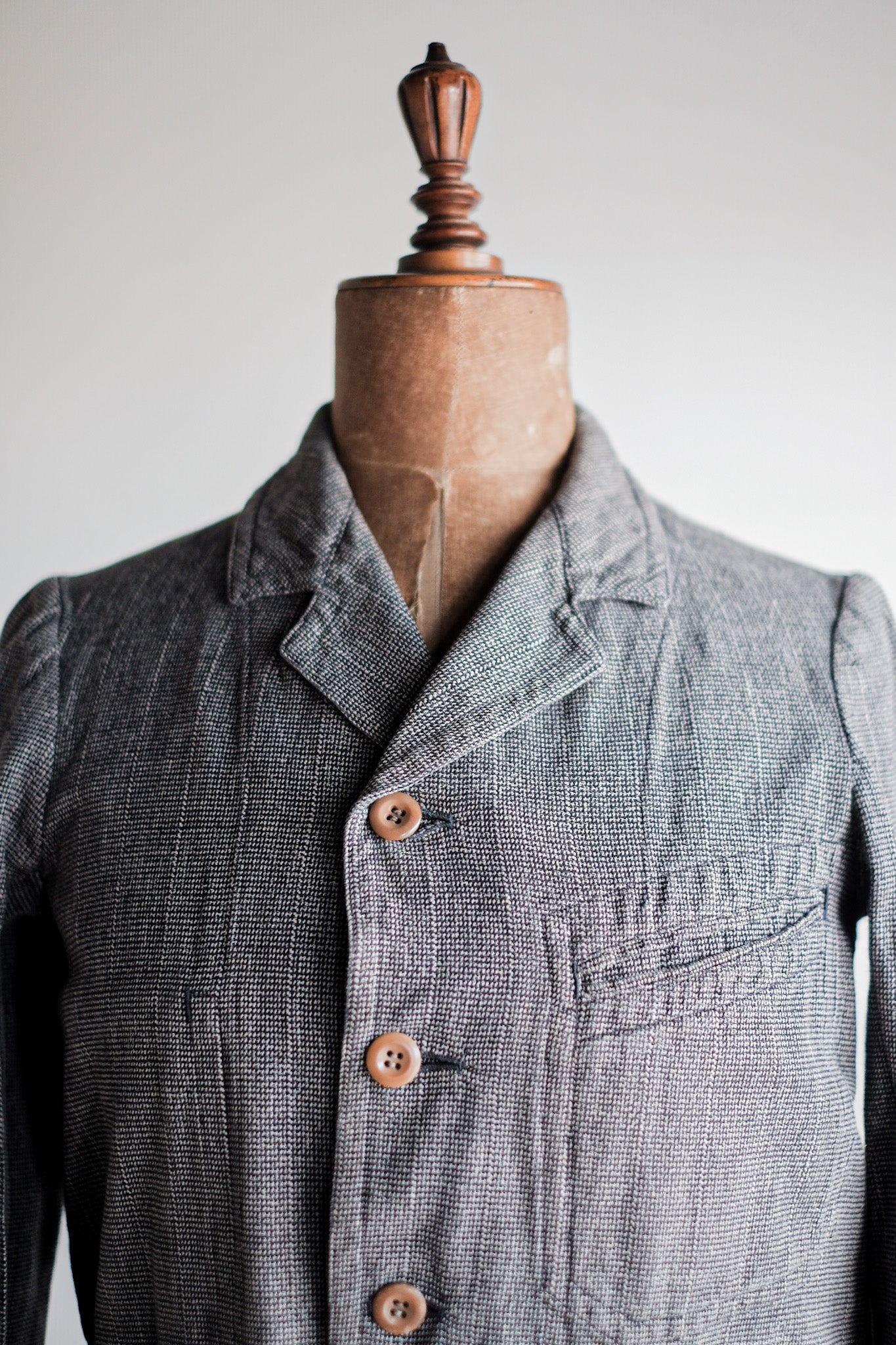 [~ 30's] French Vintage Cotton Checked Sack Jacket