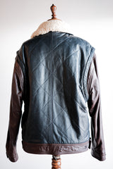 [~ 70's] Old Marcel Lassance Leather Bomber Jacket Size.52
