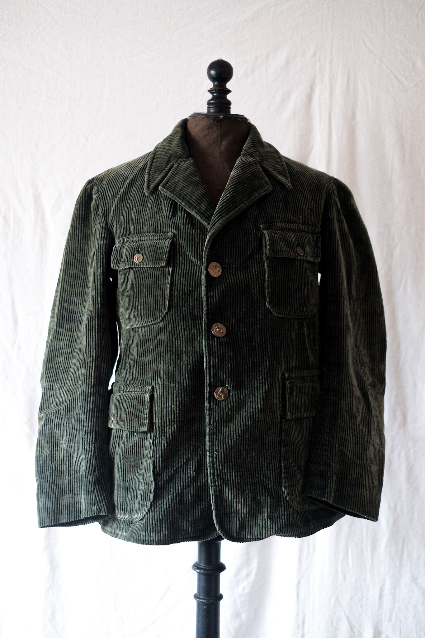 [~ 40's] Veste de gardien de chasse en velours vert vintage français