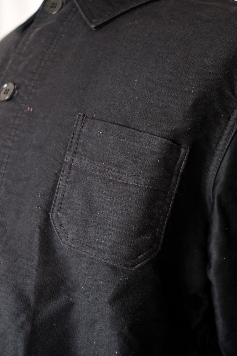 【~50's】French Vintage "Le Mont St. Michel" Black Moleskin Work Jacket