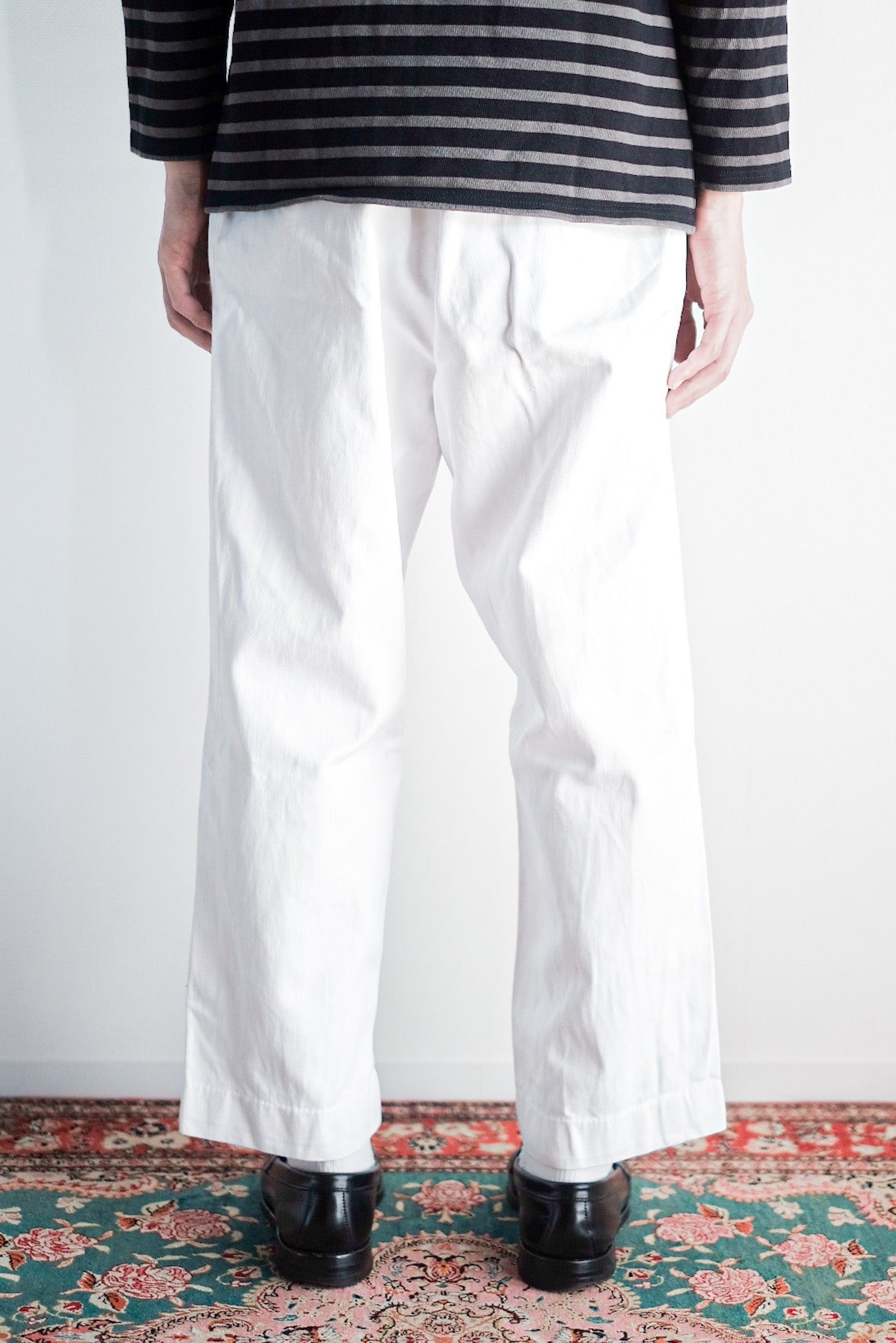 ［~30's］French Navy White Cotton Trousers