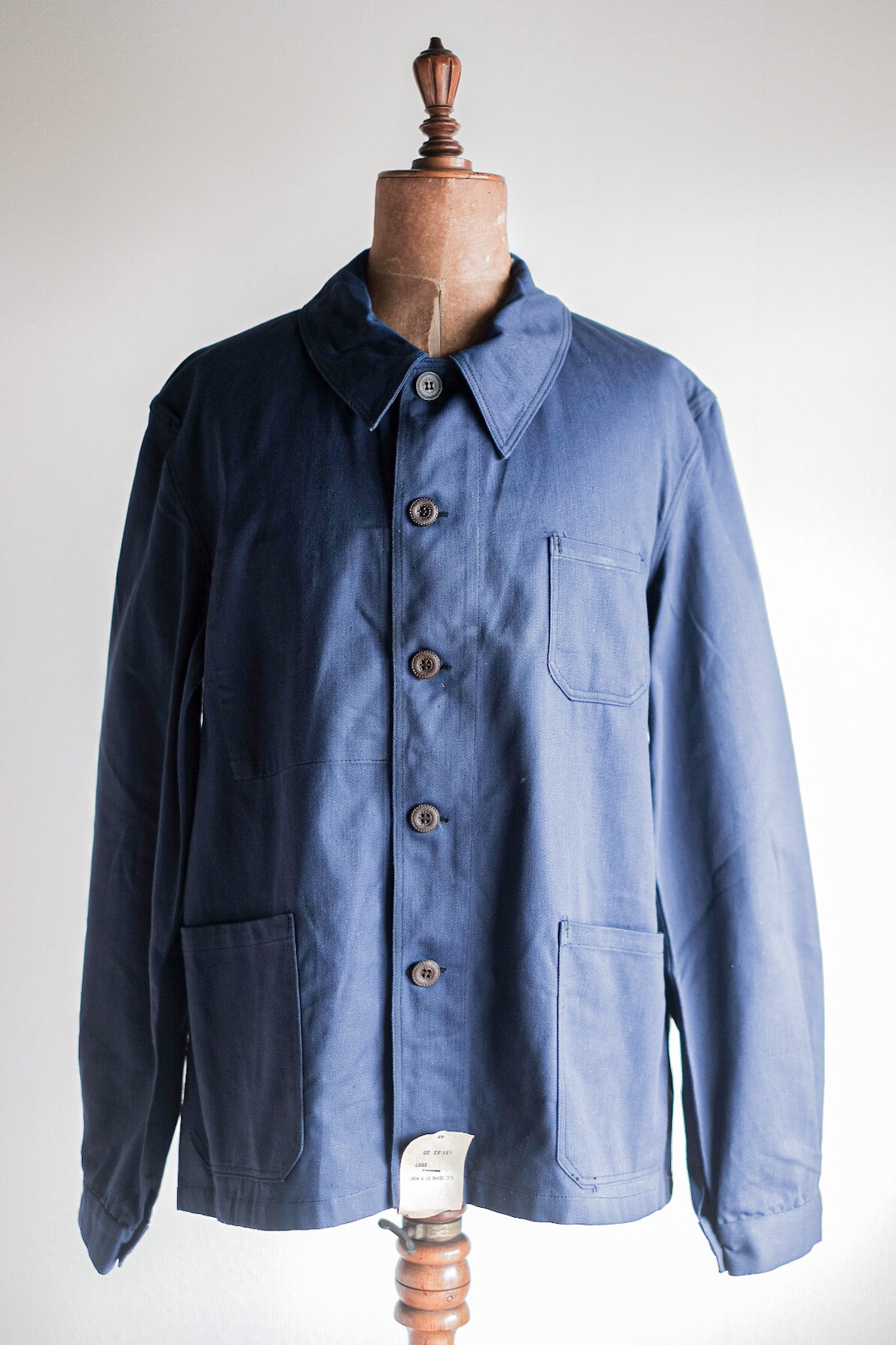 【~50's】French Vintage Blue Cotton Twill Work Jacket "Dead Stock"