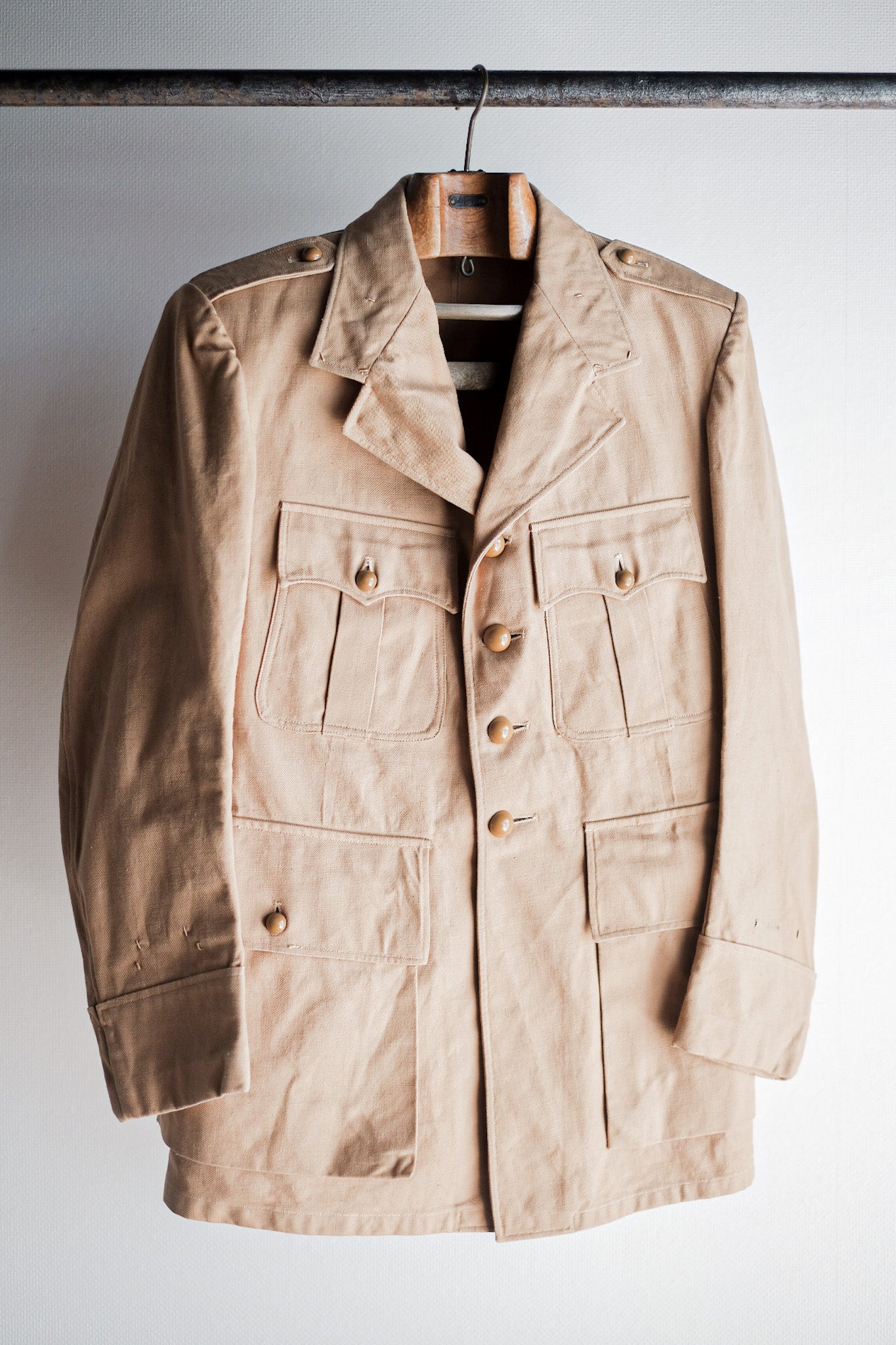 [~ 50's] French Vintage Cotton Linen CHINO JACKET "GARALLY LAFAYETTE" "DEAD STOCK"