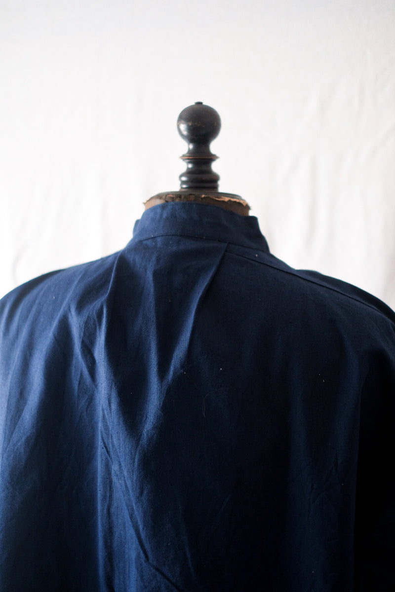 [〜50年代]法國復古靛藍棉花Smock Biaude“ Dead Stock”