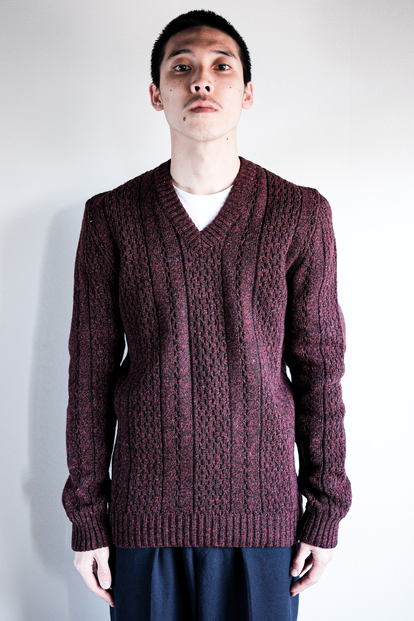 【~60's】French Vintage V-neck Wool Sweater "Dead Stock"