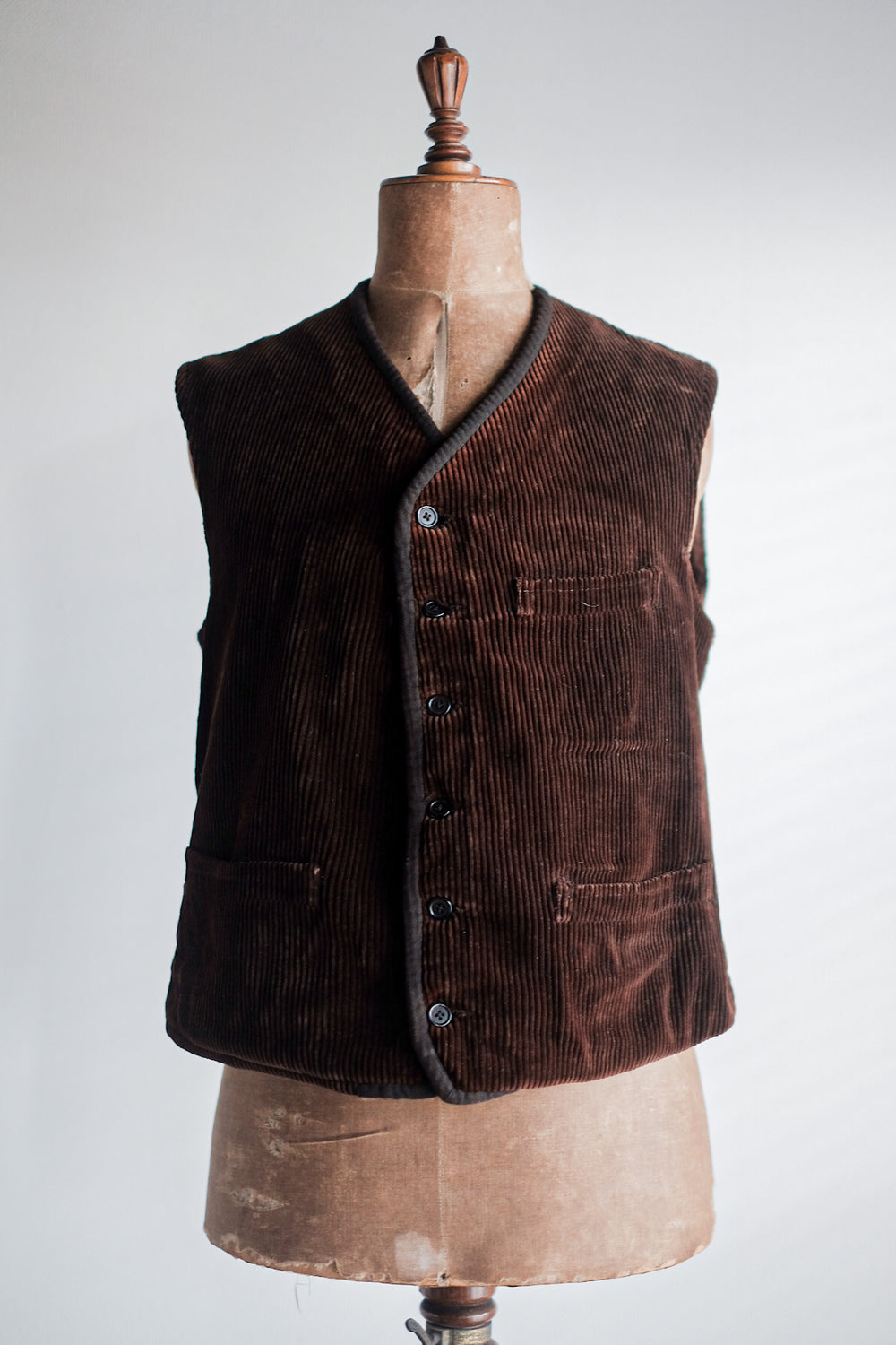 【~40's】French Vintage Brown Corduroy Work Gilet