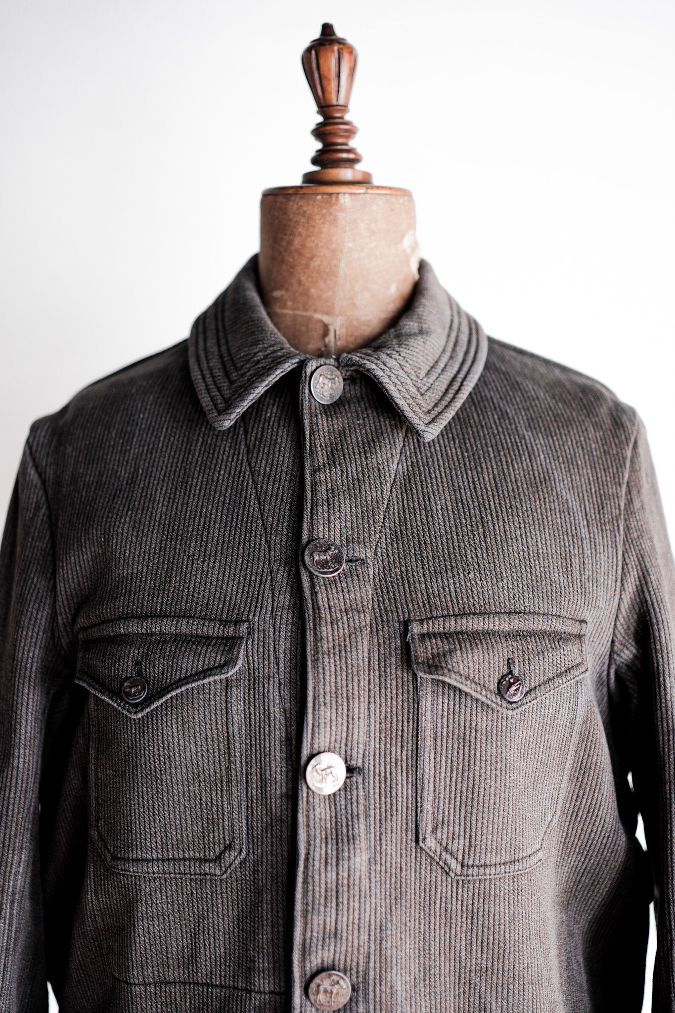［~40's］French Vintage Brown Salt & Pepper Cotton Pique Hunting Jacket