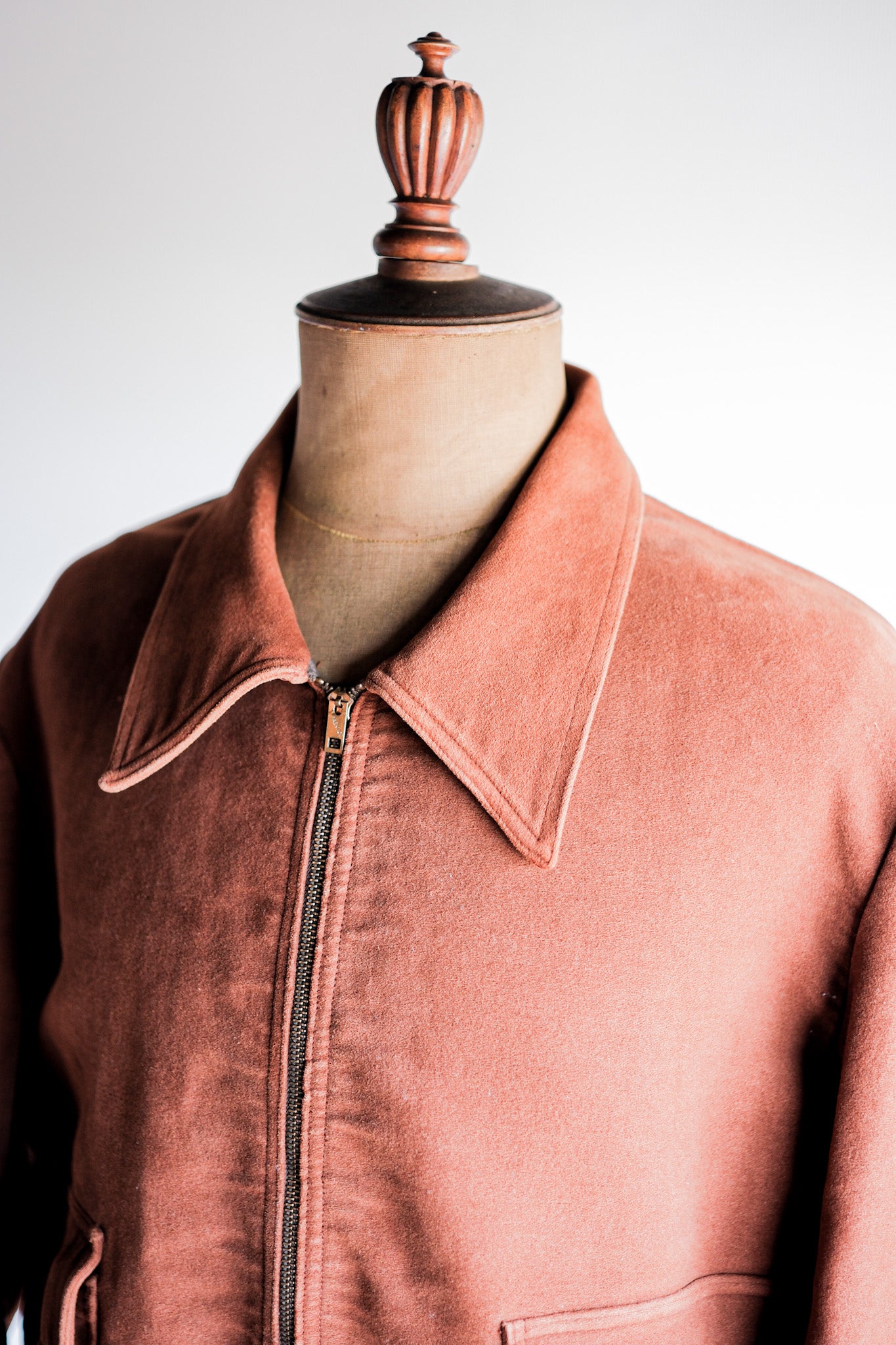 ［~40’s］French Vintage Brown Moleskin Cyclist Jacket