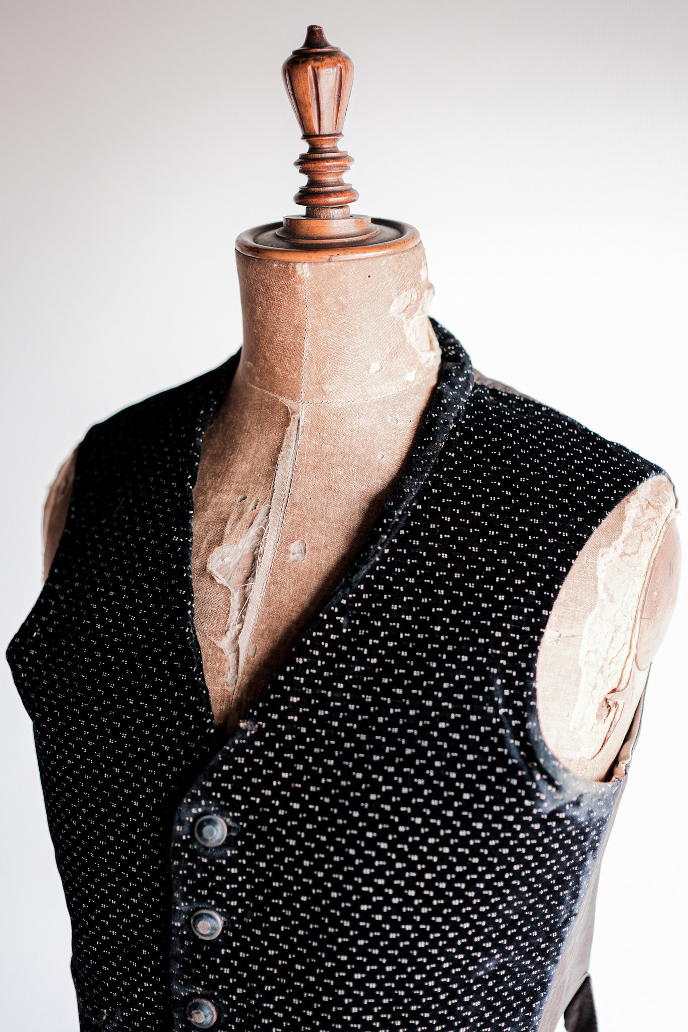 ［Late 19th C］French Antique Black Velvet Gilet