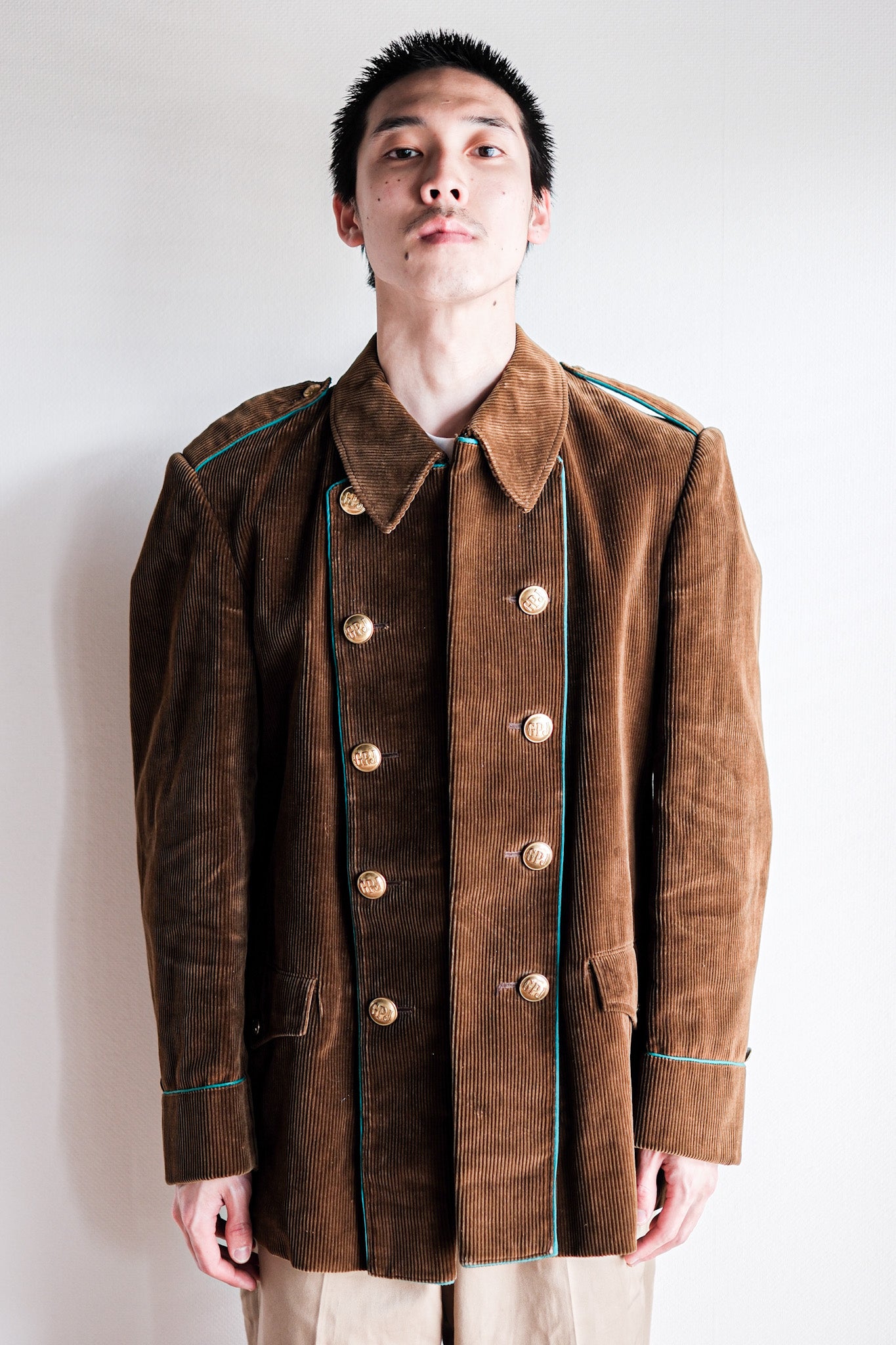 ［~30’s］Italian Army Double Breasted Brown Corduroy Jacket “Dead Stock”