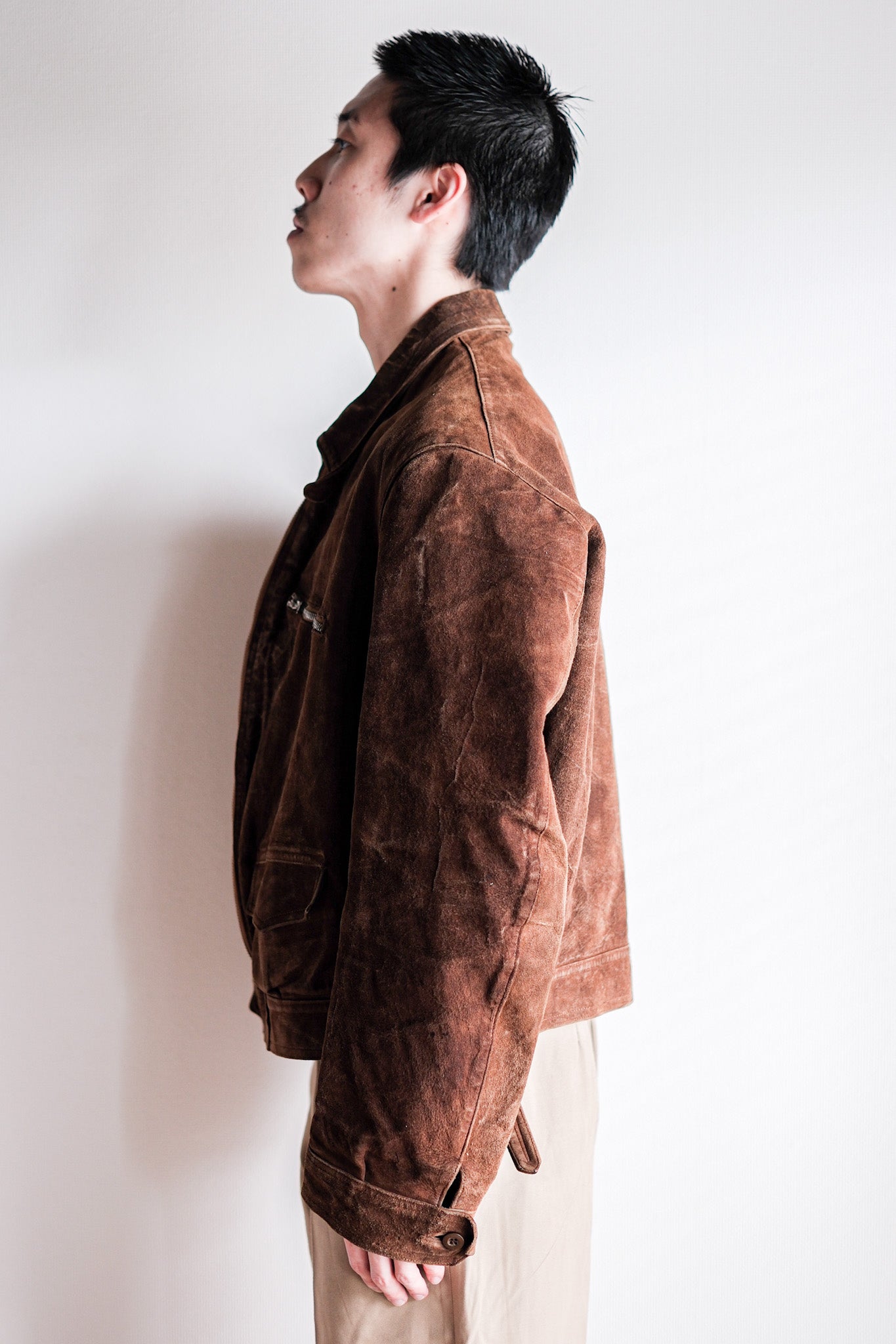 [~ 30's] French Vintage Suede Leather Cyclist Jacket