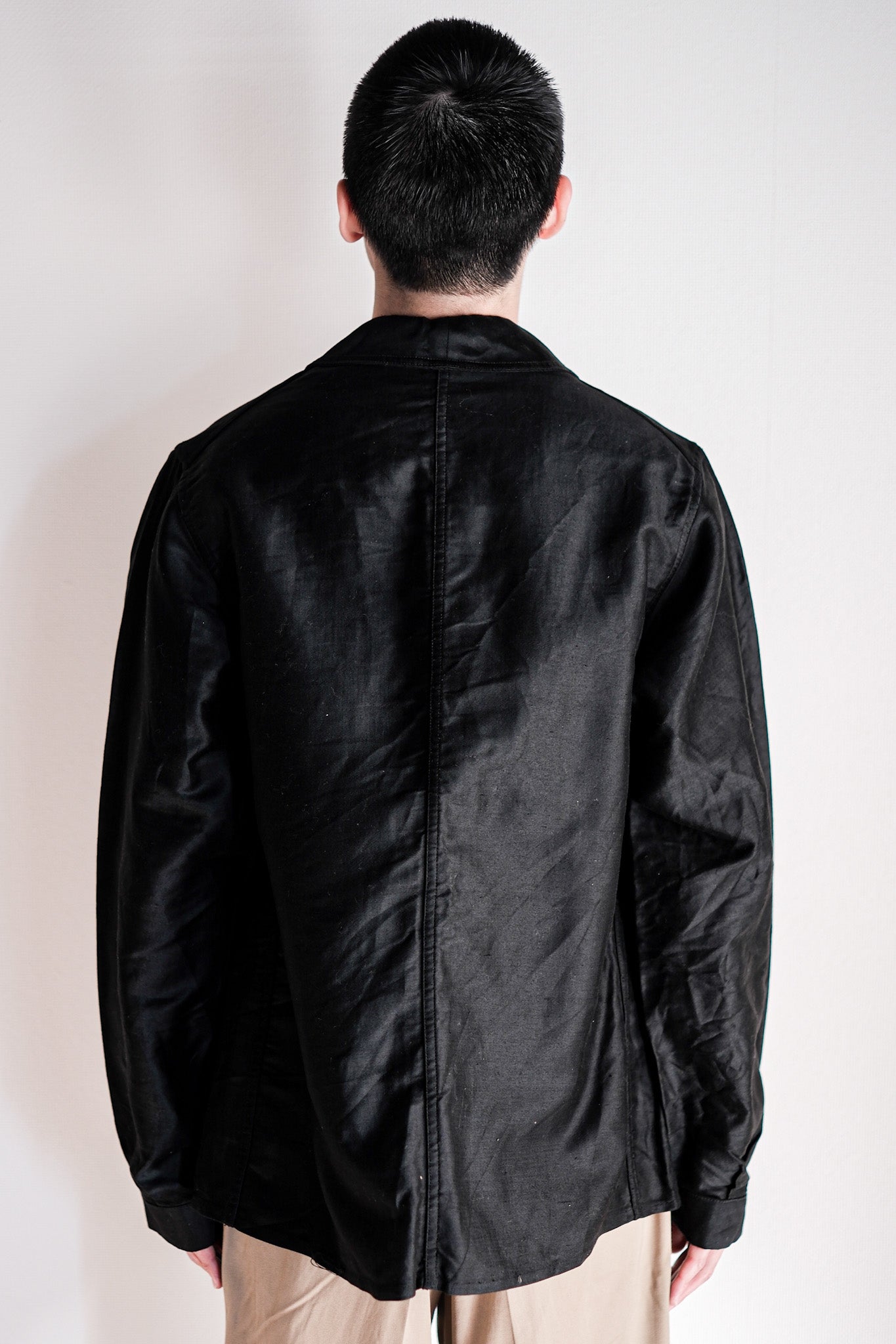 ［~40's］French Vintage Black Light Moleskin Work Jacket "Vulcain" "Dead Stock"