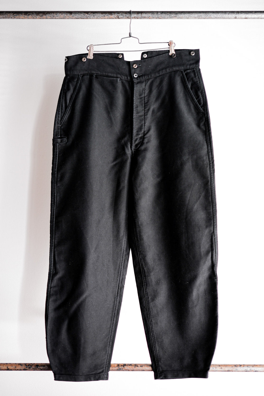 【~50's】French Vintage Black Moleskin Work Pants "Adolphe Lafont"