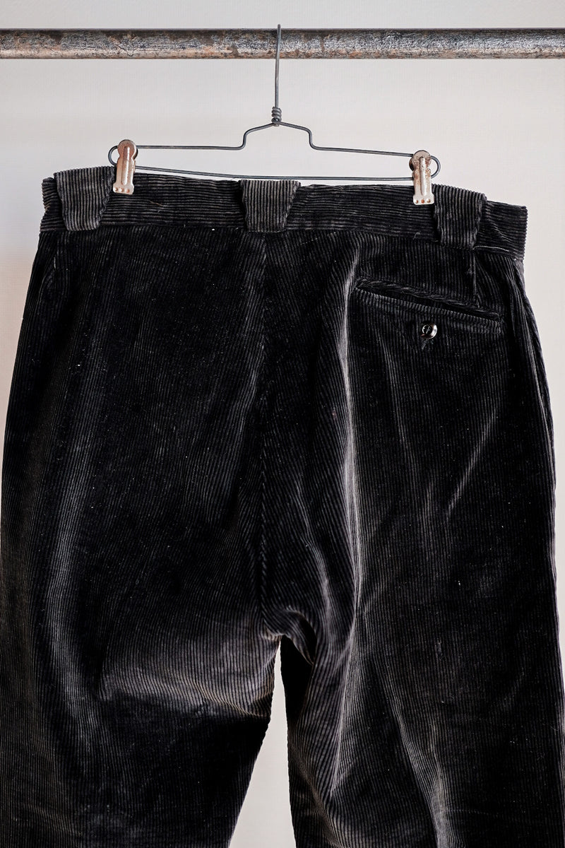 【 ~ 40's 】 French Vintage Dark Brown Corduroy Work Pants