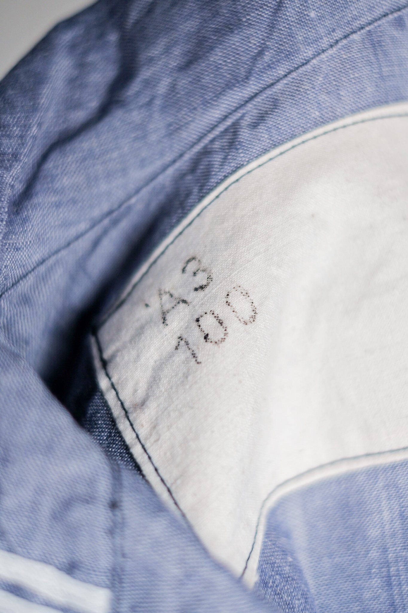 [~ 50's] เสื้อเชิ้ตผ้าลินิน Ramie ของกองทัพเรือฝรั่งเศส "Dead Stock"