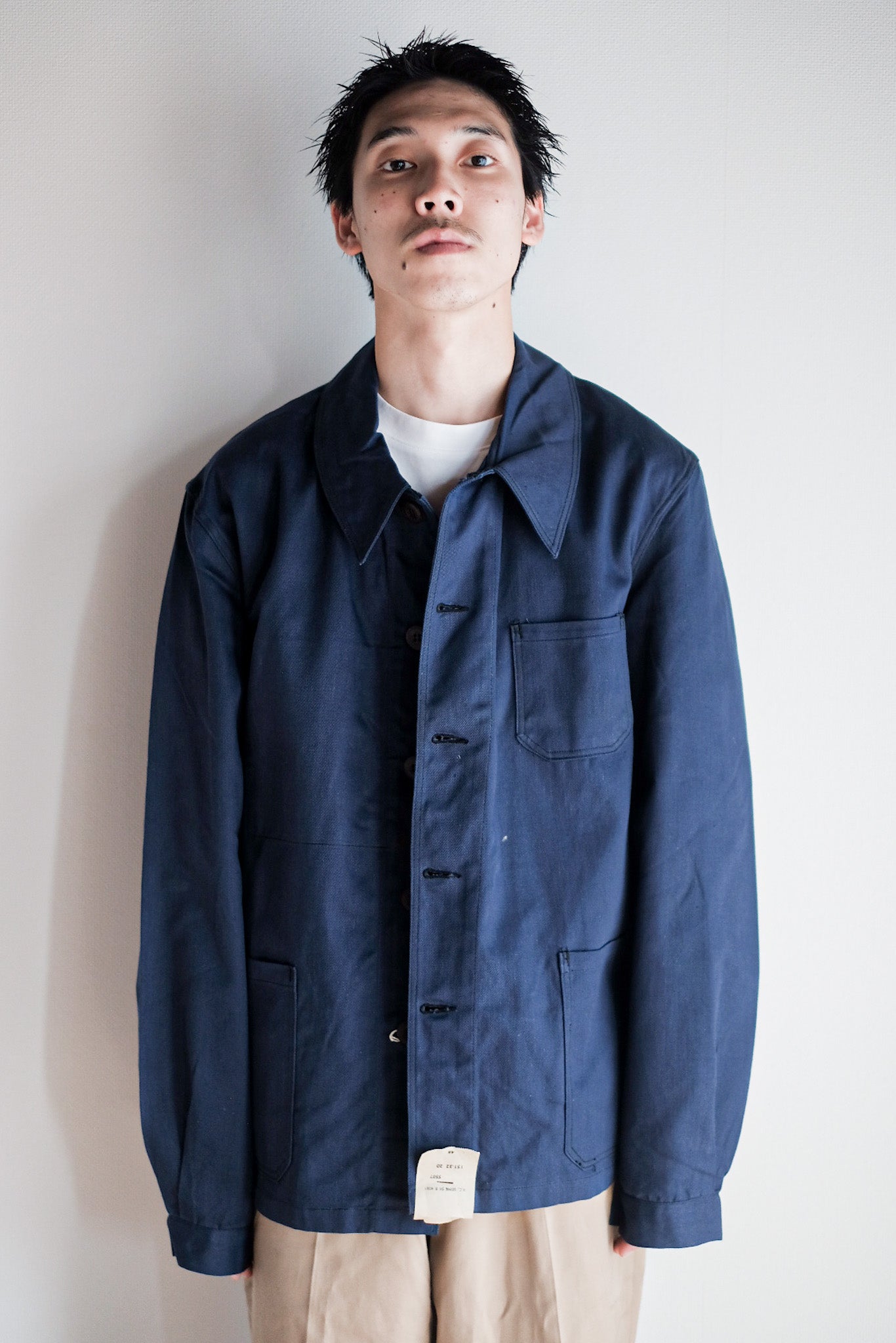 【~50's】French Vintage Blue Cotton Twill Work Jacket "Dead Stock"