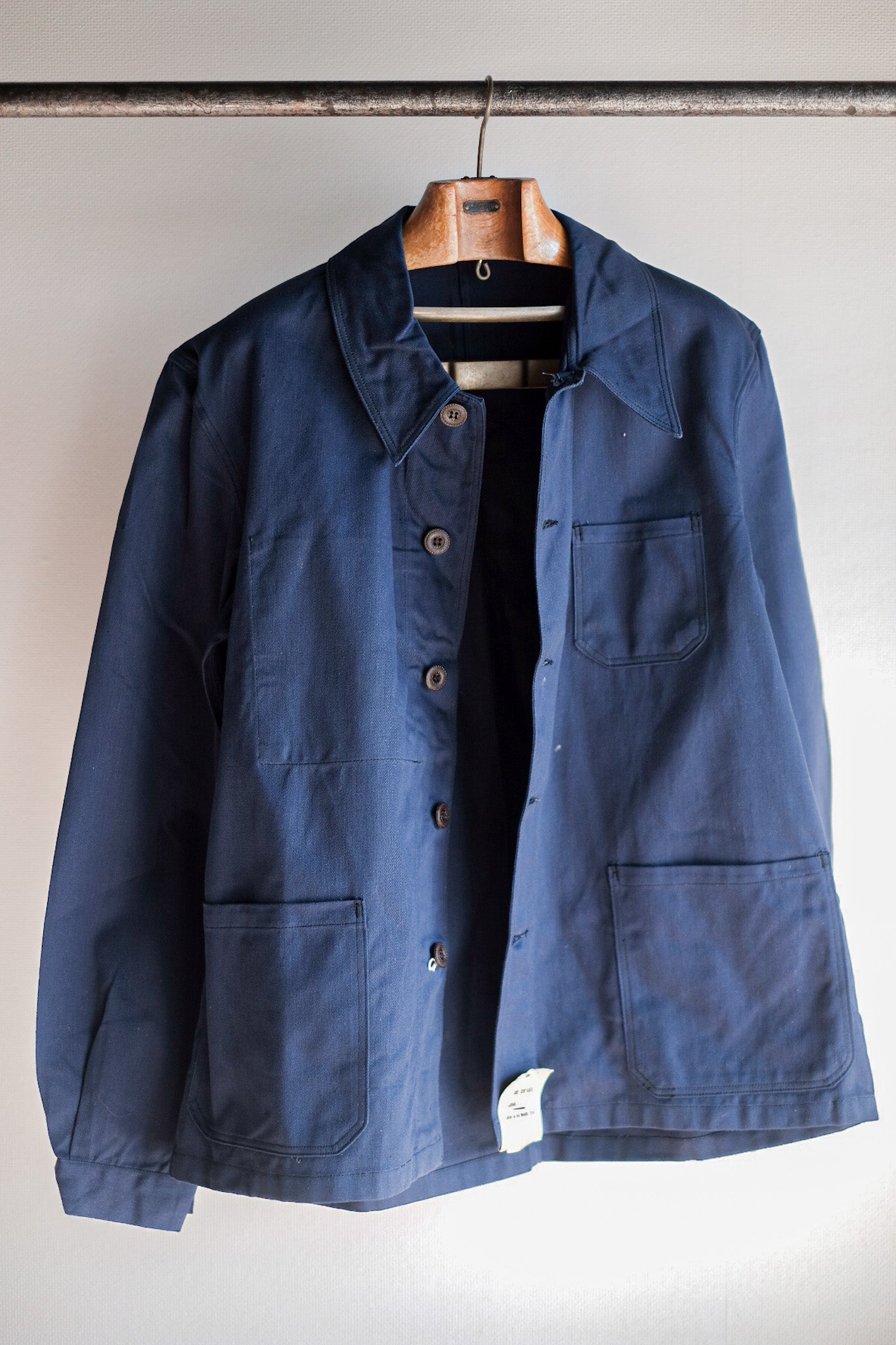 【~50's】French Vintage Blue Cotton Twill Work Jacket "Dead Stock"