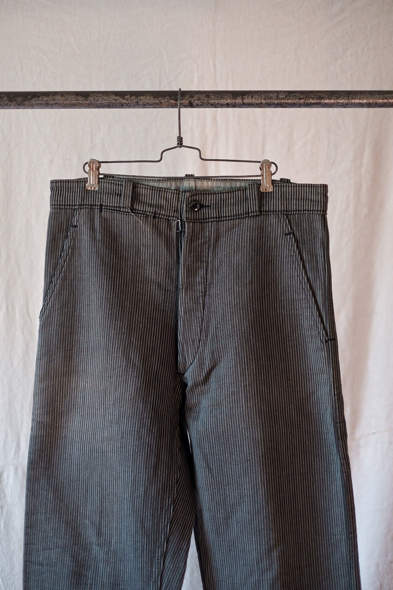 [~ 40's] Pantalon de travail de piqué en coton gris vintage français