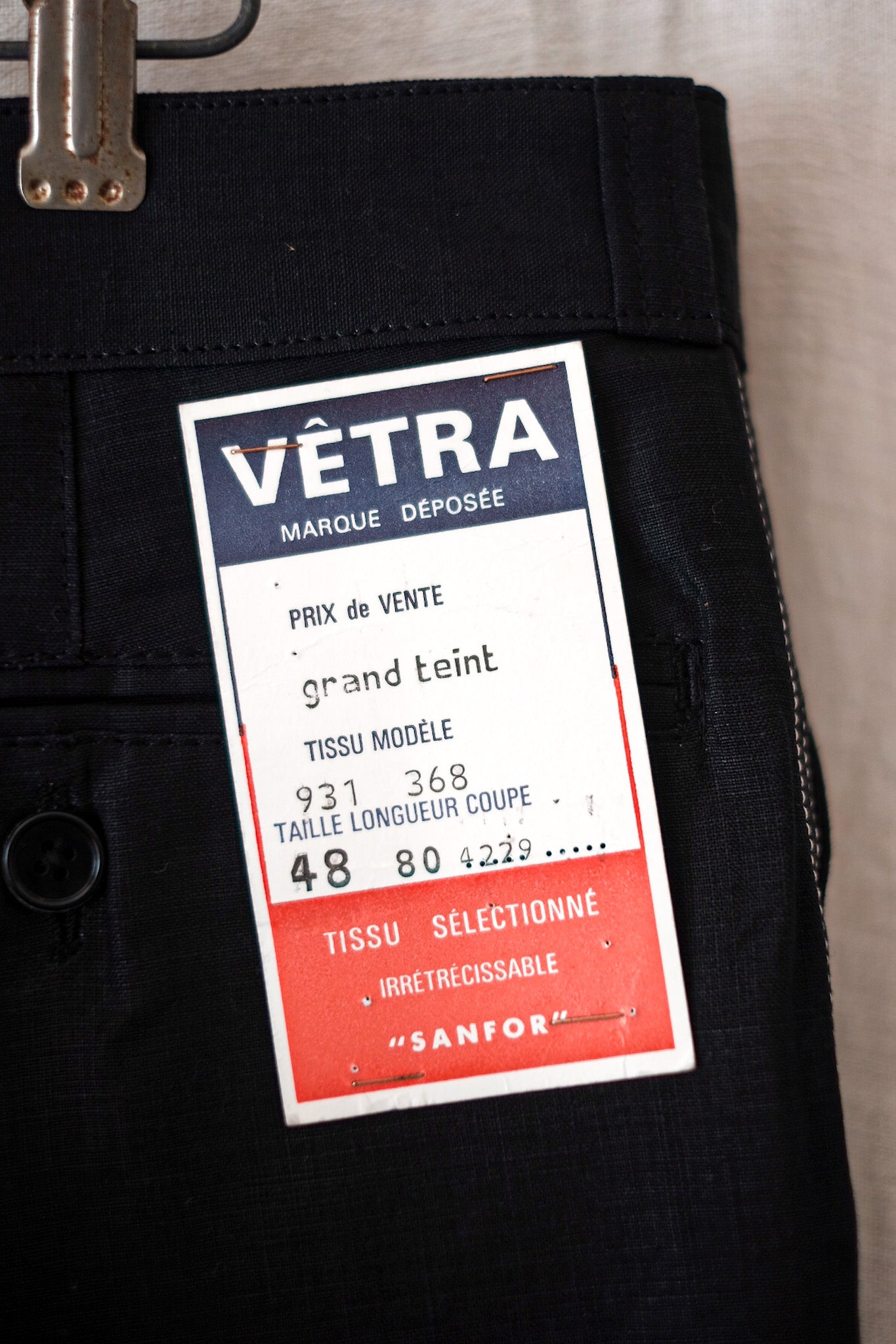 [~ 50's] Pantalon de travail en lin noir vintage français "stock mort"