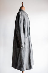 [~ 40's] French Vintage Black Chambray Atelier Coat "Dead Stock"