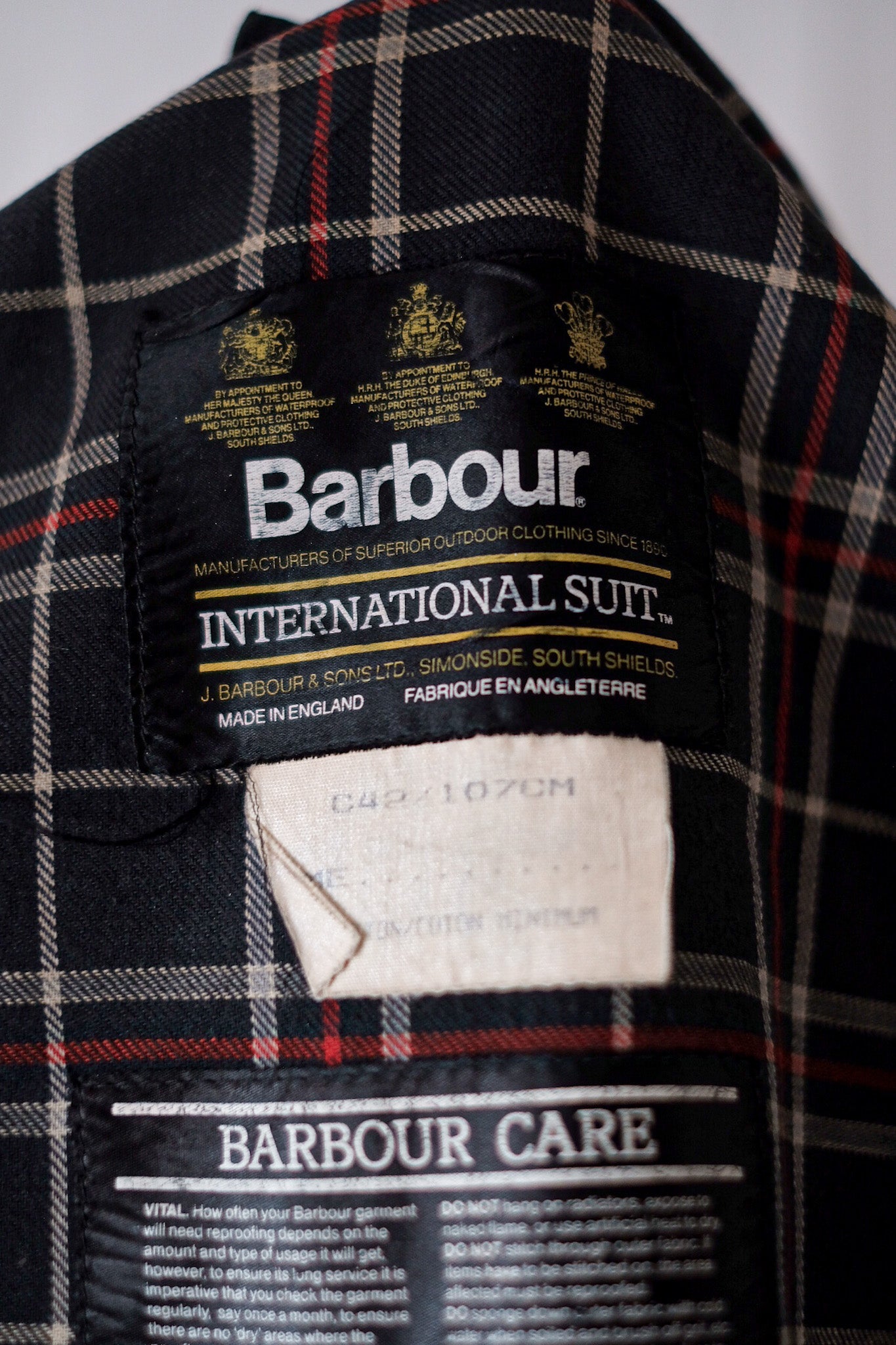 [~ 90's] Vintage Barbour "International Suit Nato Model" 3 ขนาดเครสต์ 42