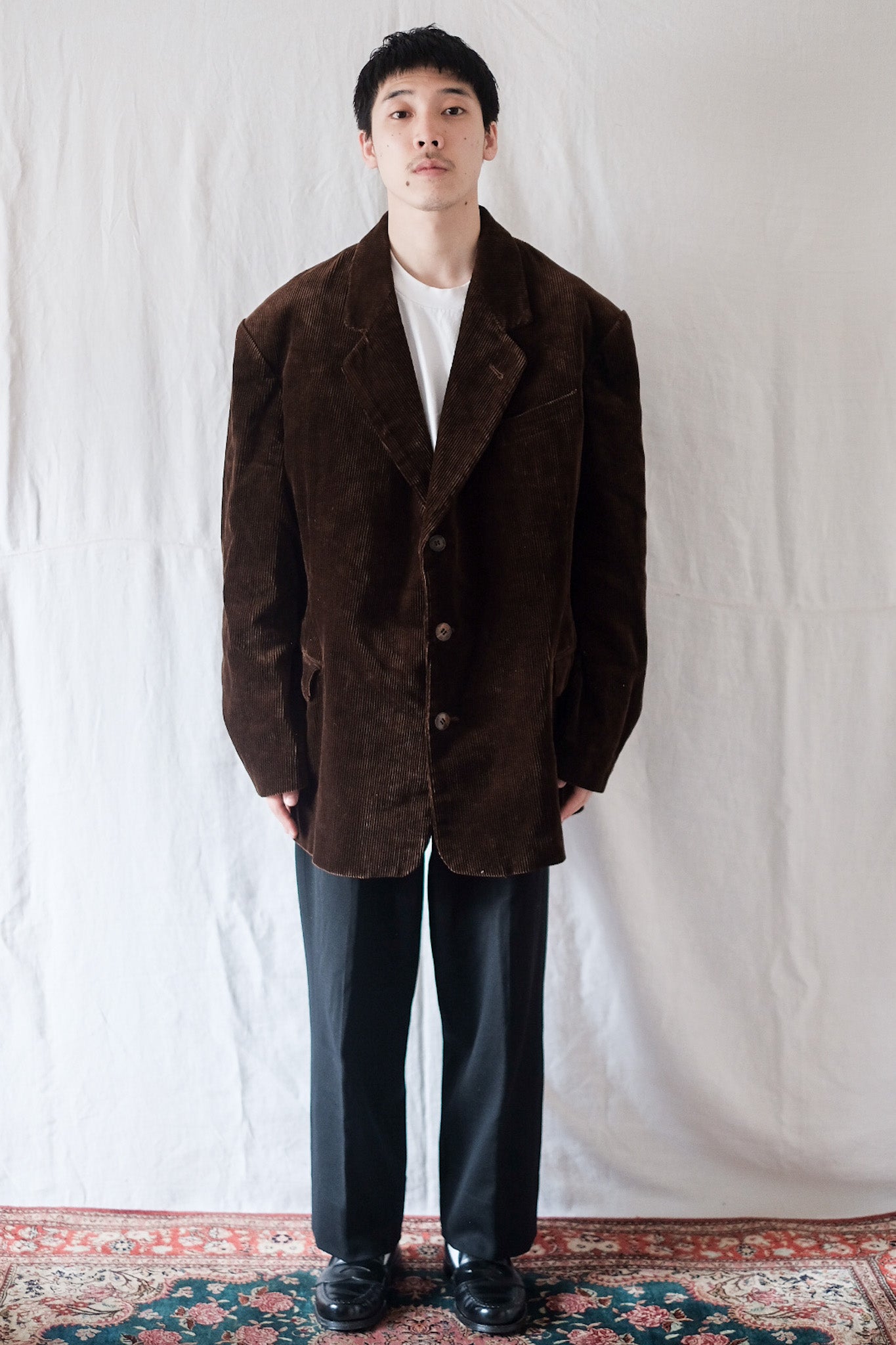 30's] French Vintage Brown Corduroy Lapel Work Jacket