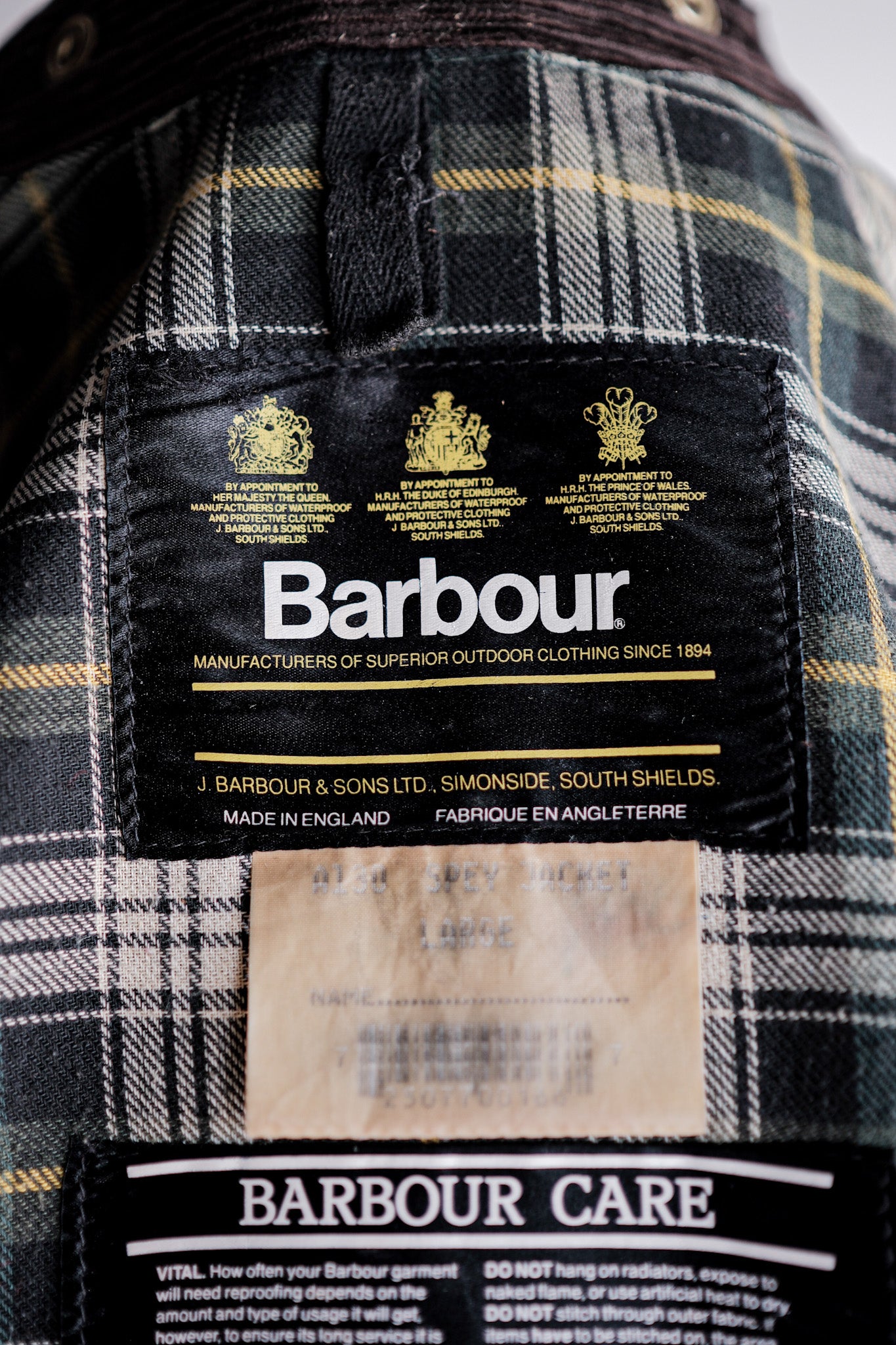 [~ 90's] Barbour vintage "Spey Jacket" 3 Crest Size.Large