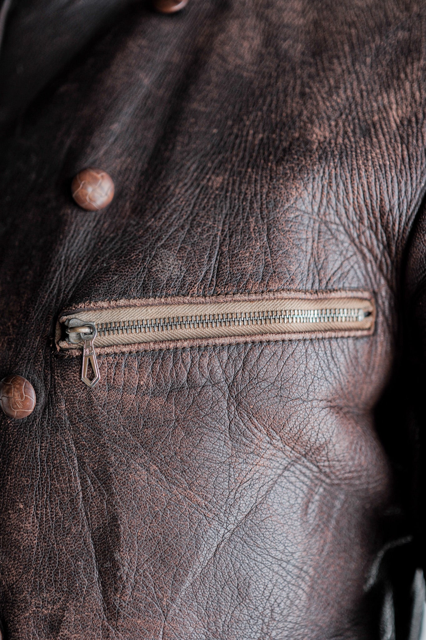 【~30's】German Vintage Double Breasted Motorcycle Leather Jacket