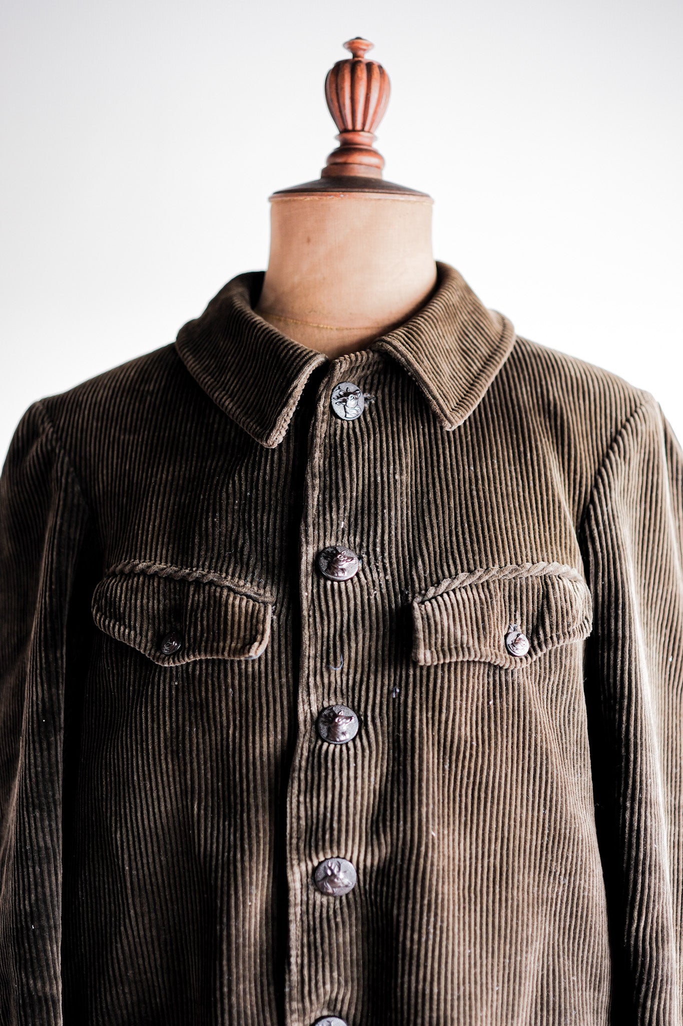 [~ 40's] Veste de chasse en velours côtelé brune vintage française