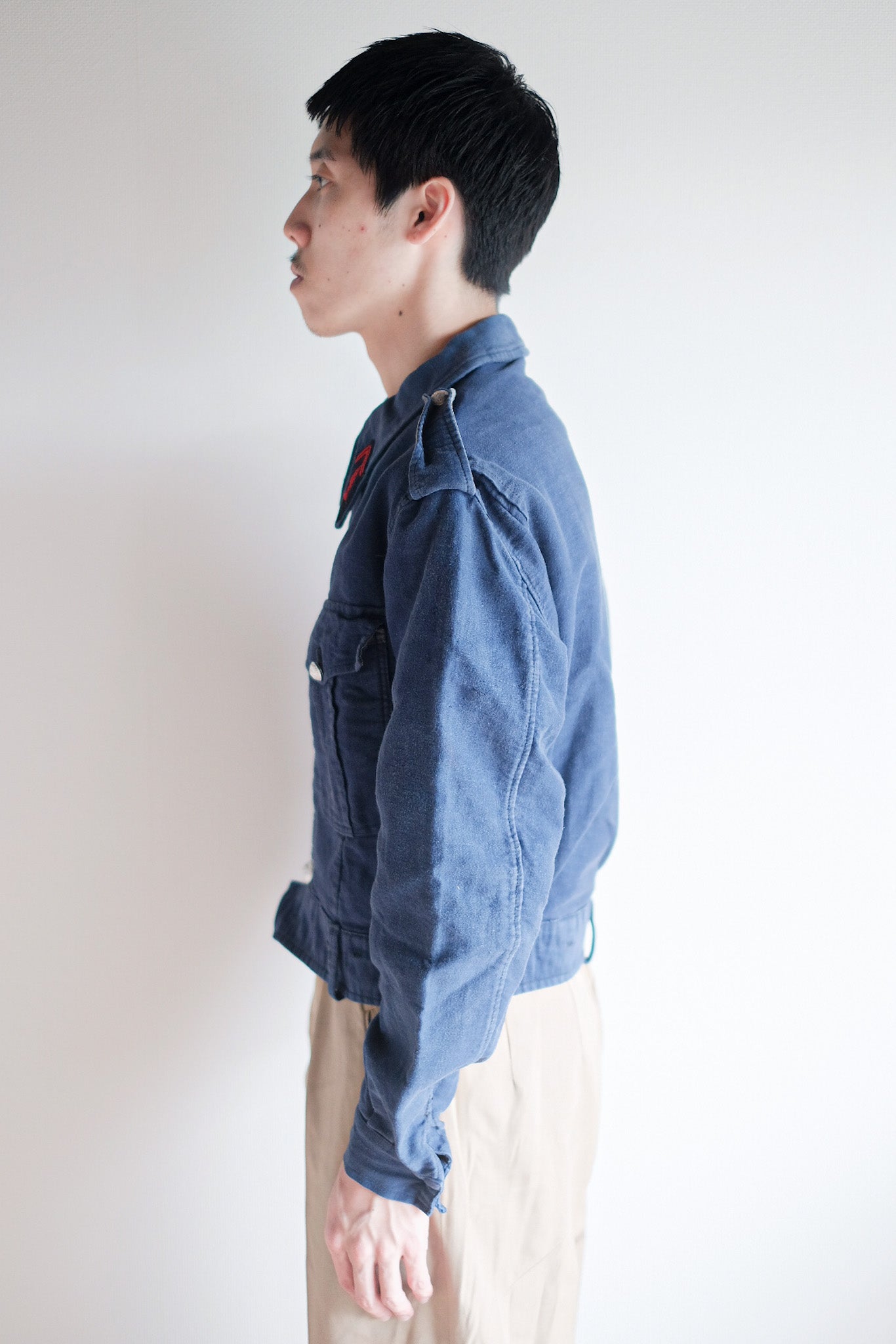 【~40's】French Vintage Blue Moleskin Fireman Jacket