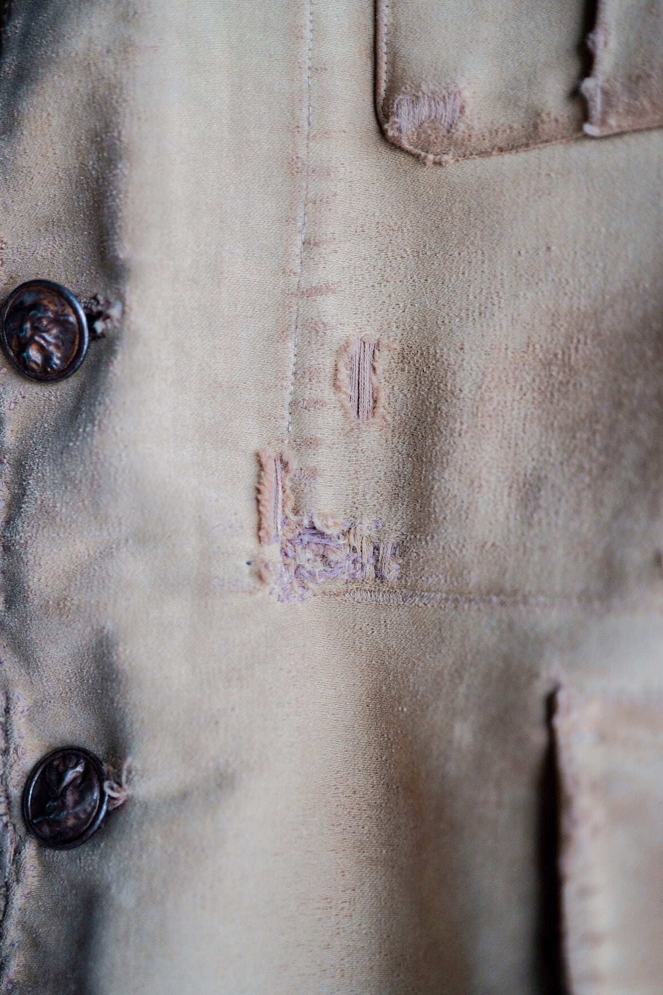 ［~30's］French Vintage Moleskin Hunting Jacket With Chin Strap