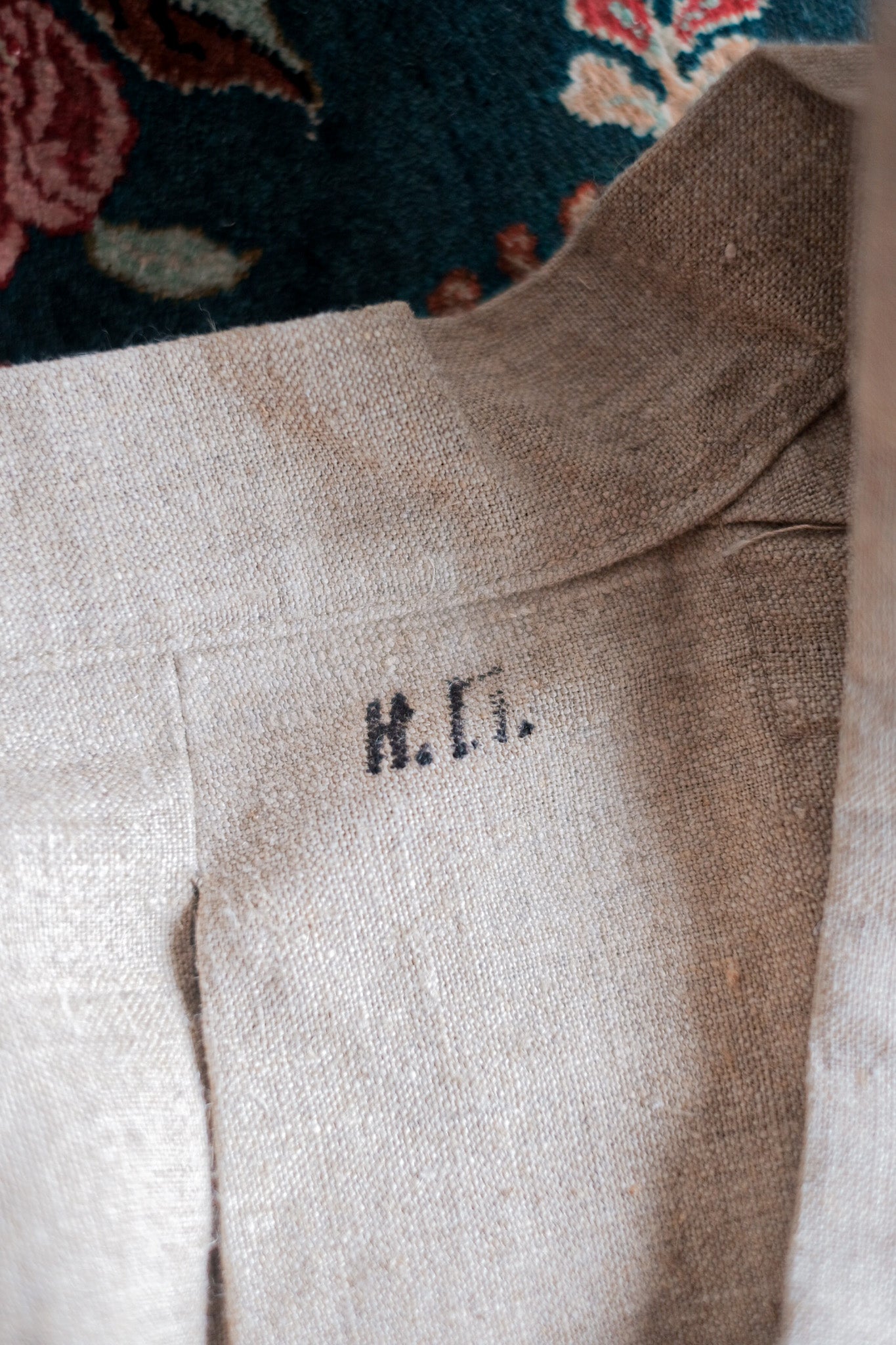 ［~50's］French Army Bourgeron Linen Smock Hospital Military "Dead Stock"