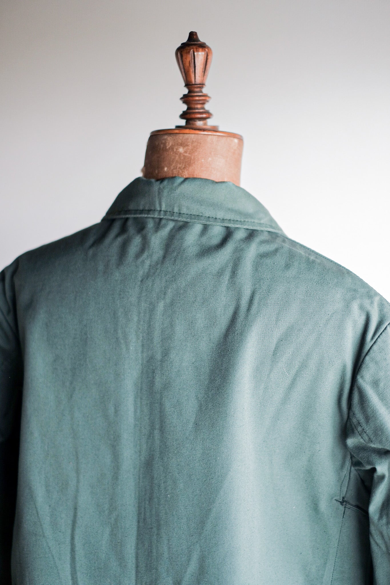 [〜50年代]法國復古綠色棉花狩獵夾克，帶下巴帶“死湯”