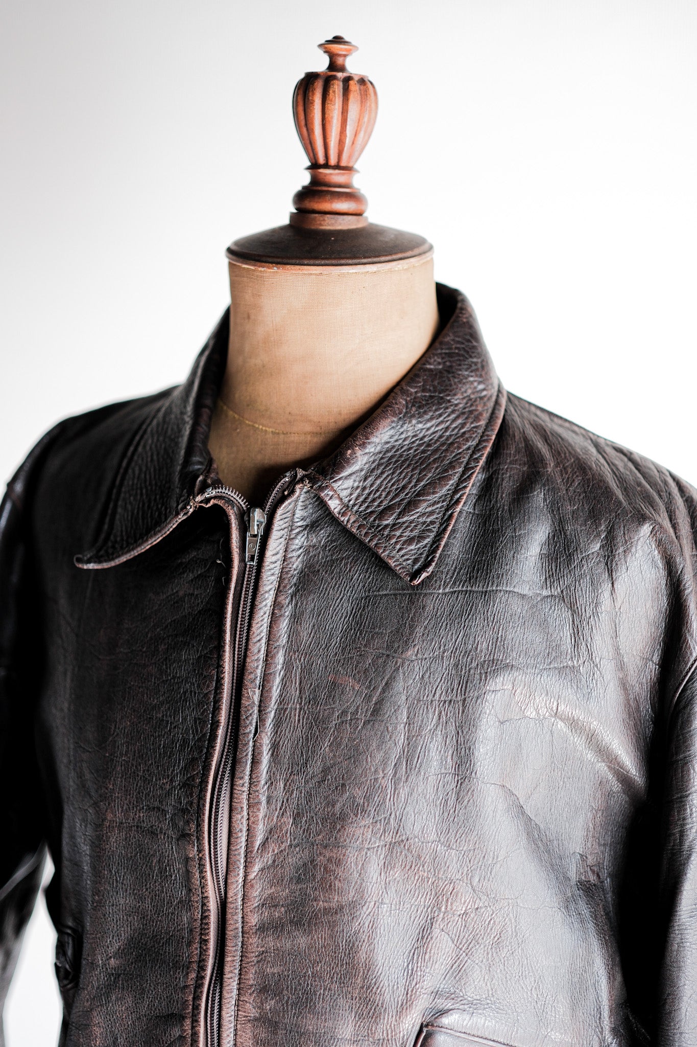 【~40's】Australia Vintage Zip Up Leather Jacket